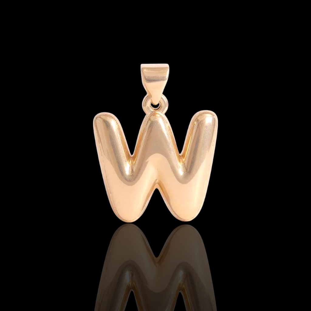 Oro Laminado Gold Filled Italia Bubble Letter Pendant Charms