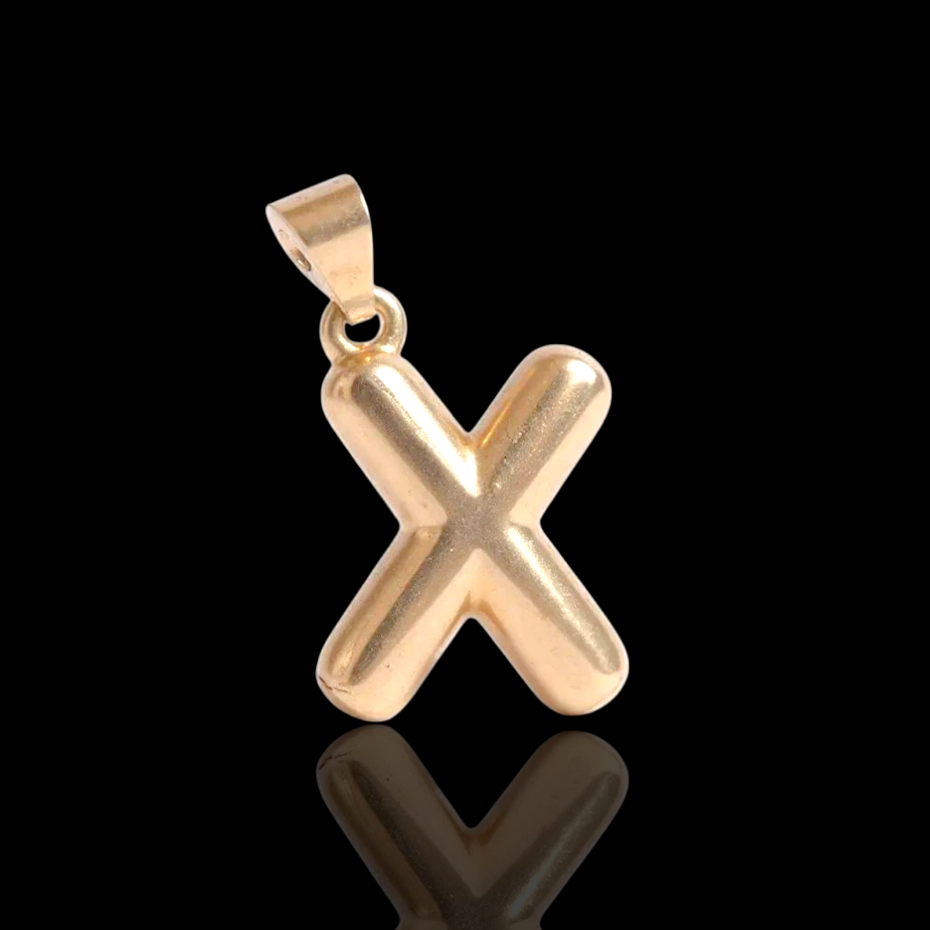 Oro Laminado Gold Filled Italia Bubble Letter Pendant Charms