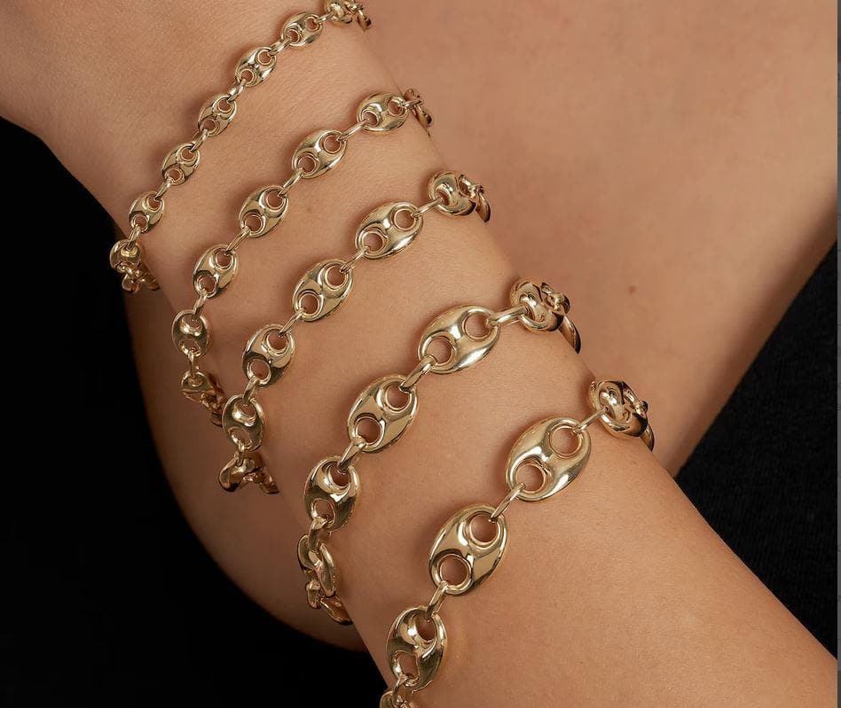 Oro Laminado Gold Filled Italian Puff Mariner Bracelet