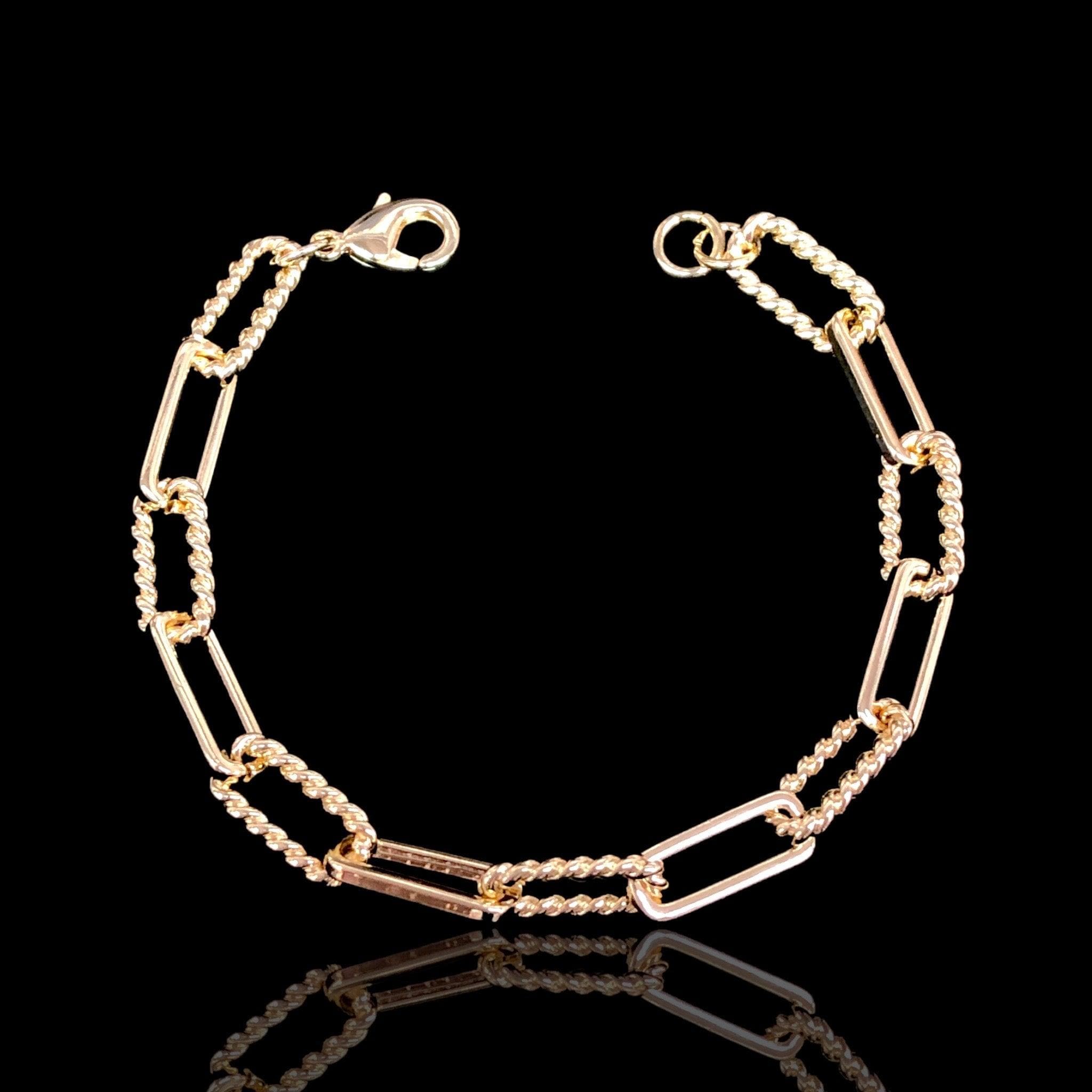 Oro Laminado Gold Filled Italy Puff Paperclip Chain Bracelet
