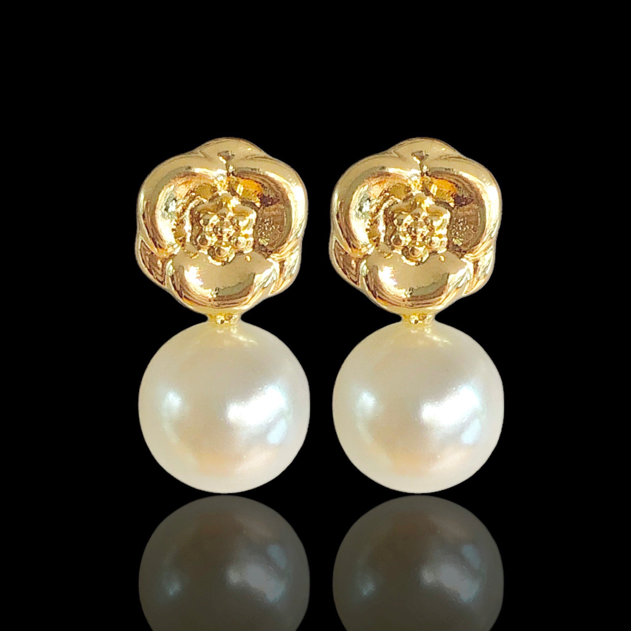 Oro Laminado Gold Filled Jasmine Flower Stud Earrings