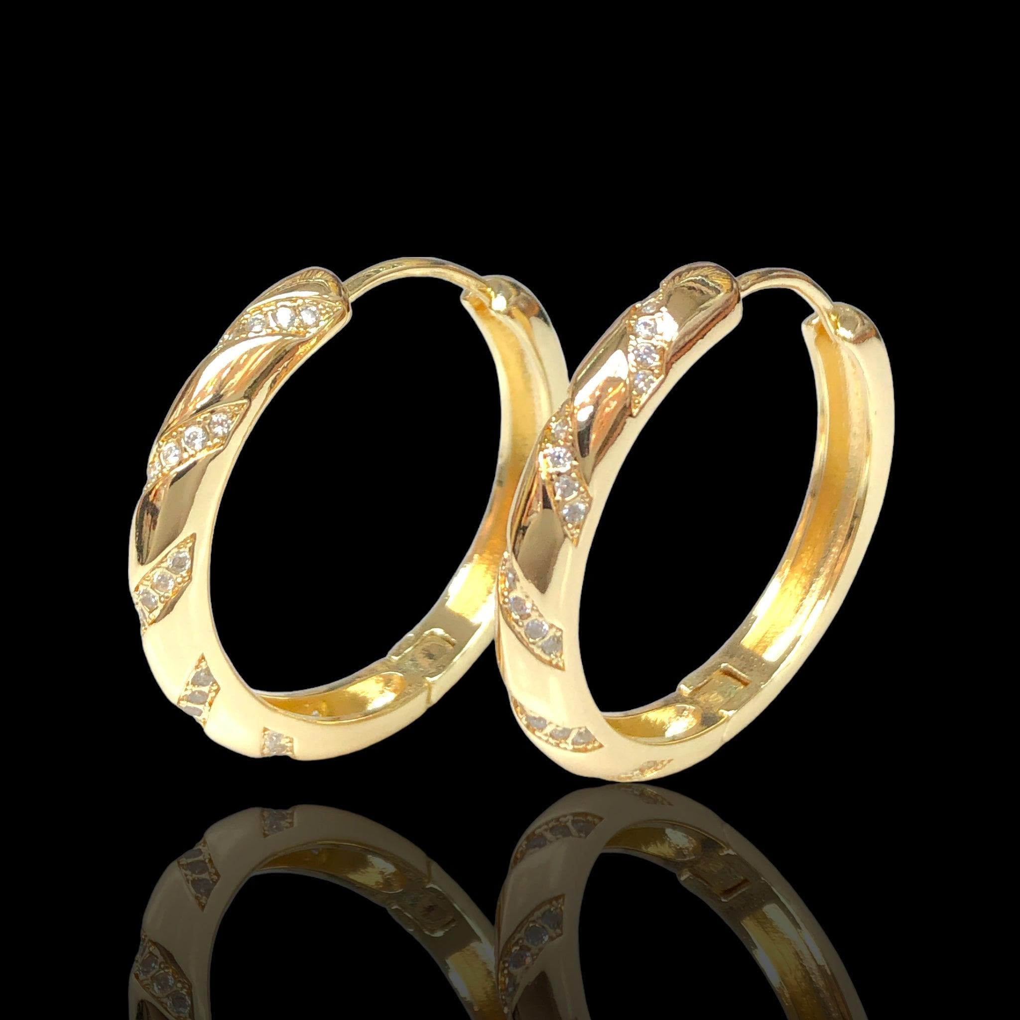 Oro Laminado Gold Filled Lucca Stripe Hoop Earrings
