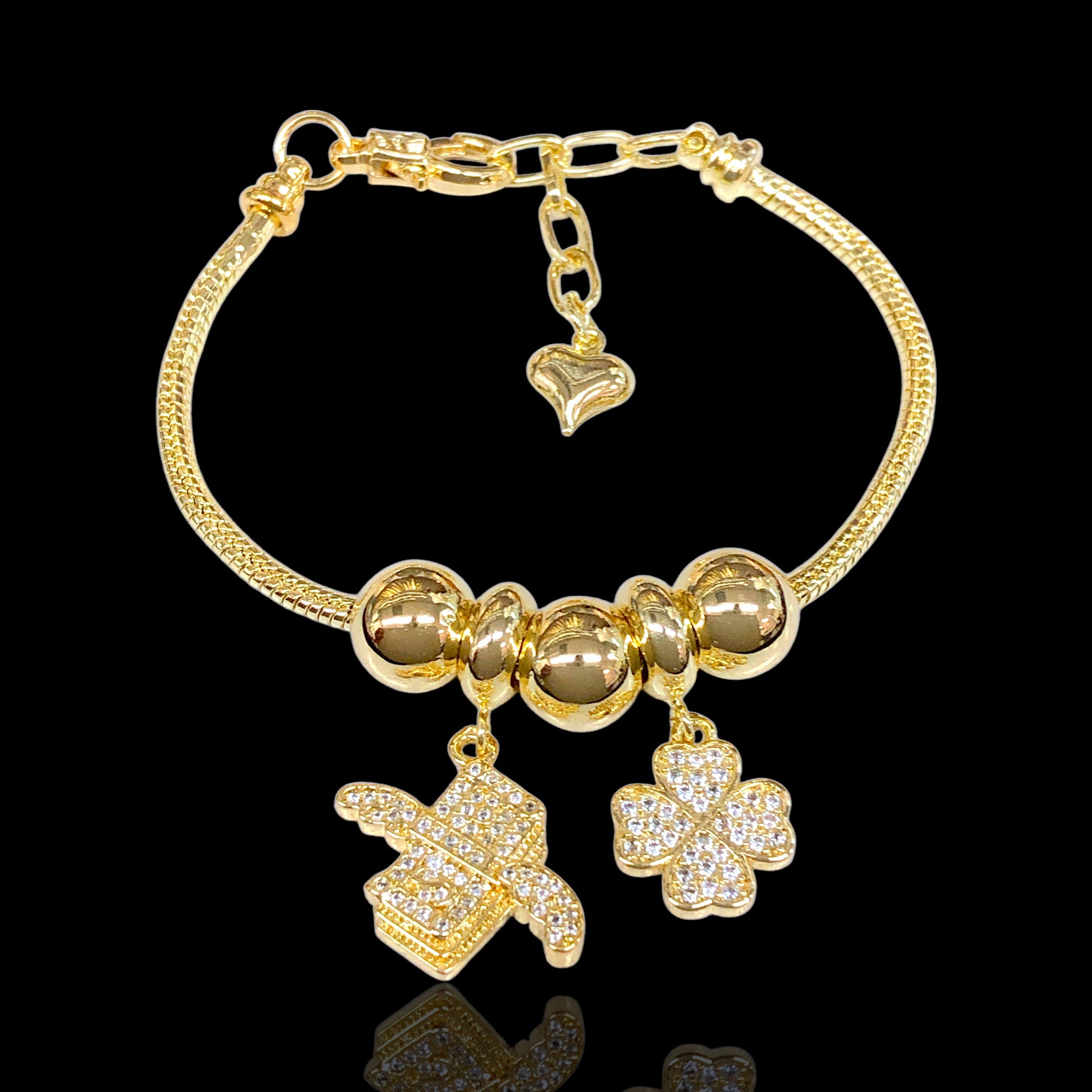 Oro Laminado Gold Filled Lucky Money Fortune Charms Bracelet