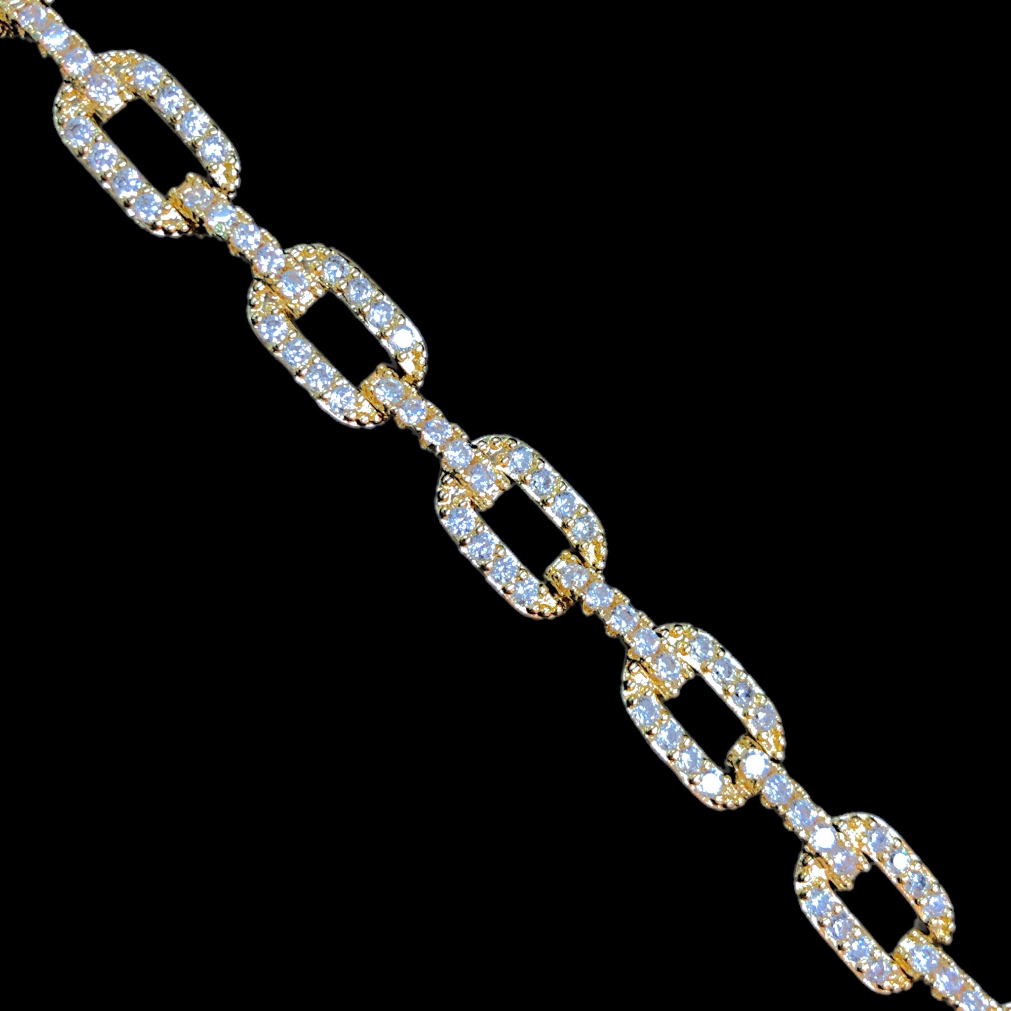 18k Gold Filled Lugano Fancy Cuban CZ Bracelet- kaunia oro laminado