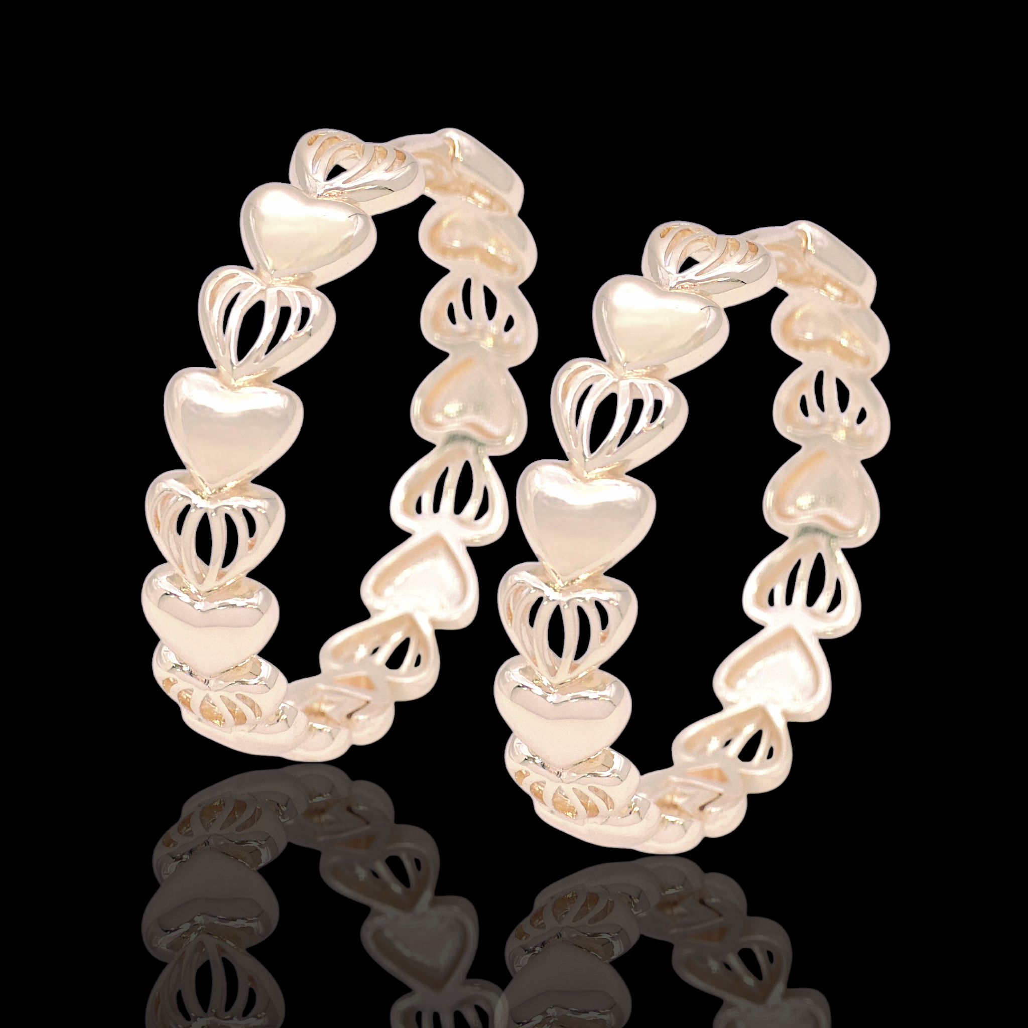 Oro Laminado Gold Filled Luxe Venice Heart Hoop Earrings