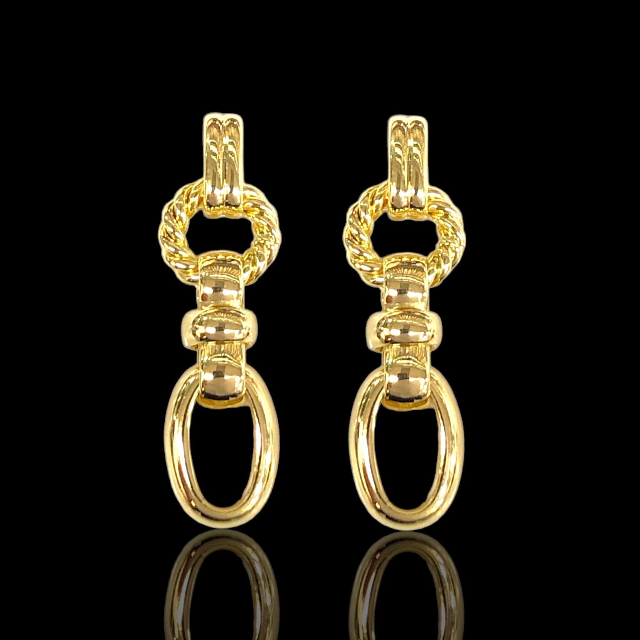 Oro Laminado Gold Filled Madrid Cuff Link Dangle Earrings