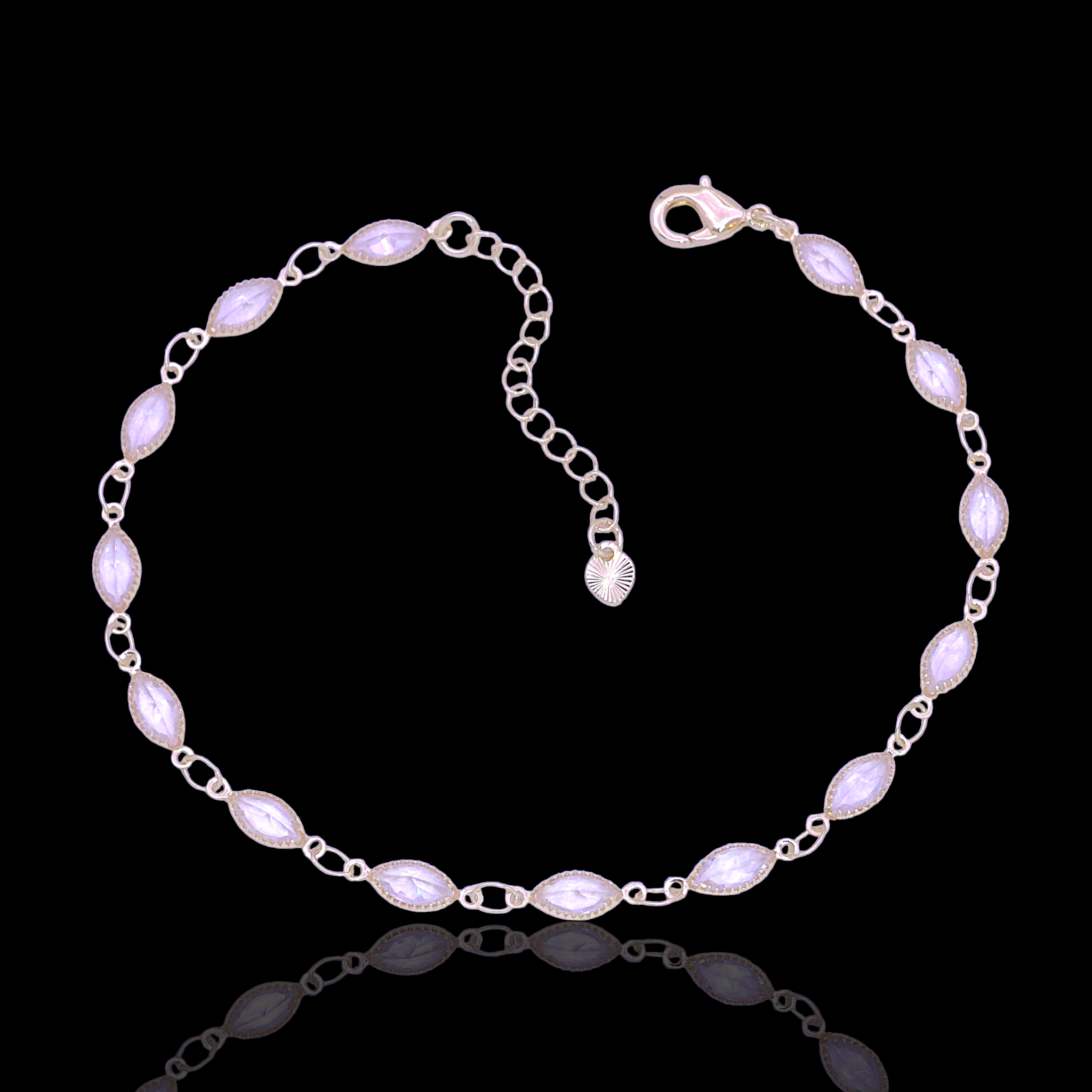 Oro Laminado Gold Filled Marquise Cut Bezel Zirconia Anklet (Pack of 6)
