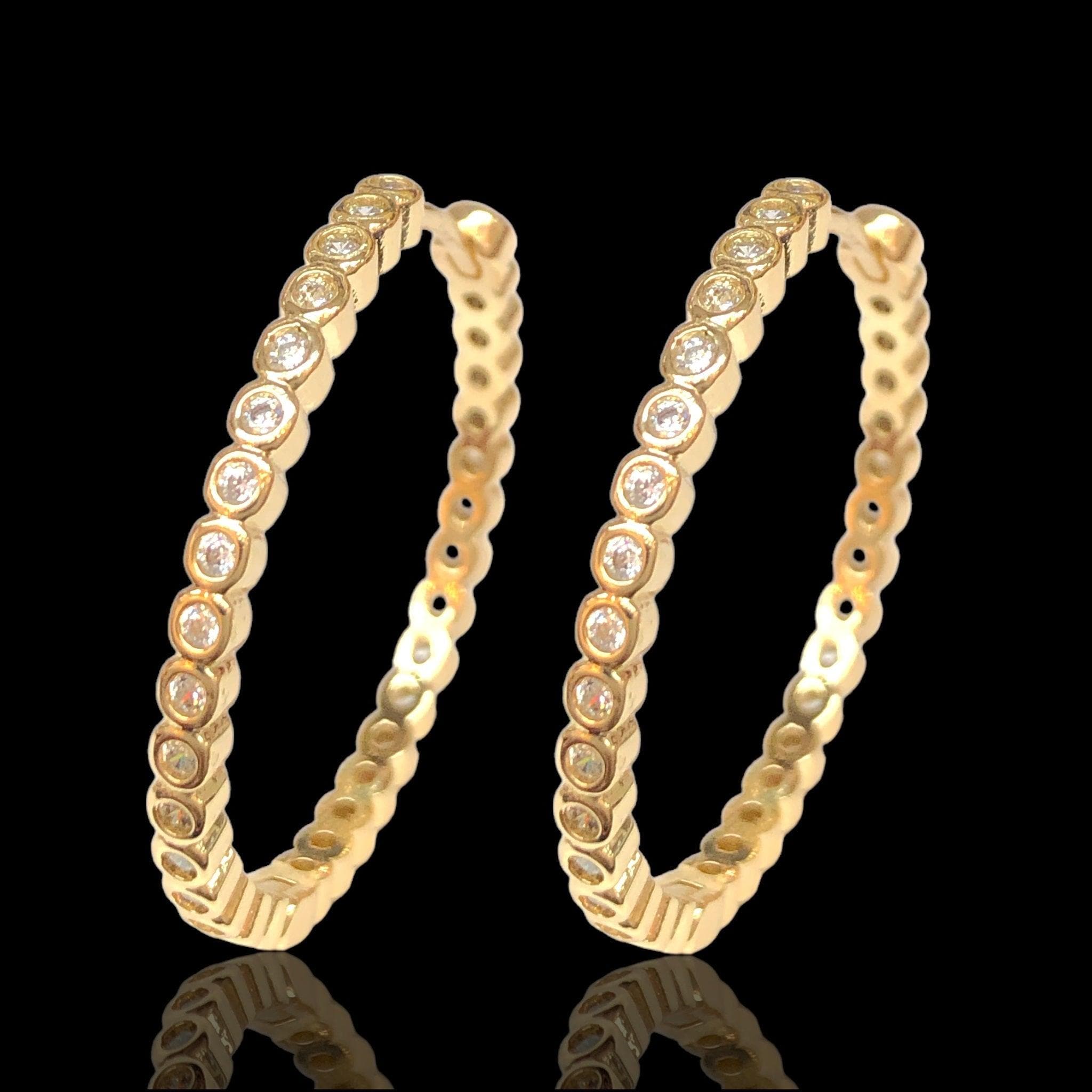 Oro Laminado Gold Filled Marseilles CZ Hoop Earrings