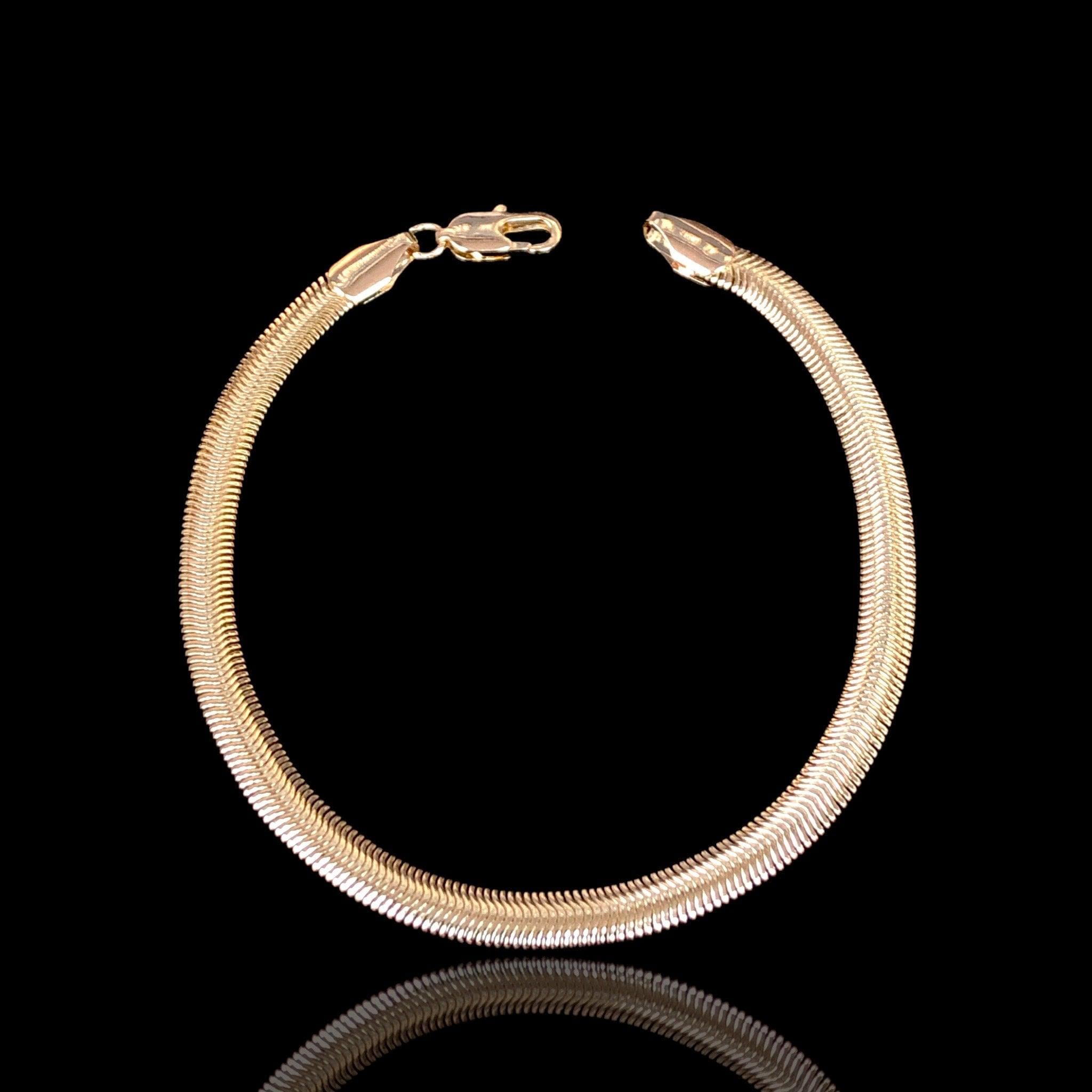 Oro Laminado Gold Filled Maui Herringbone Chain Bracelet