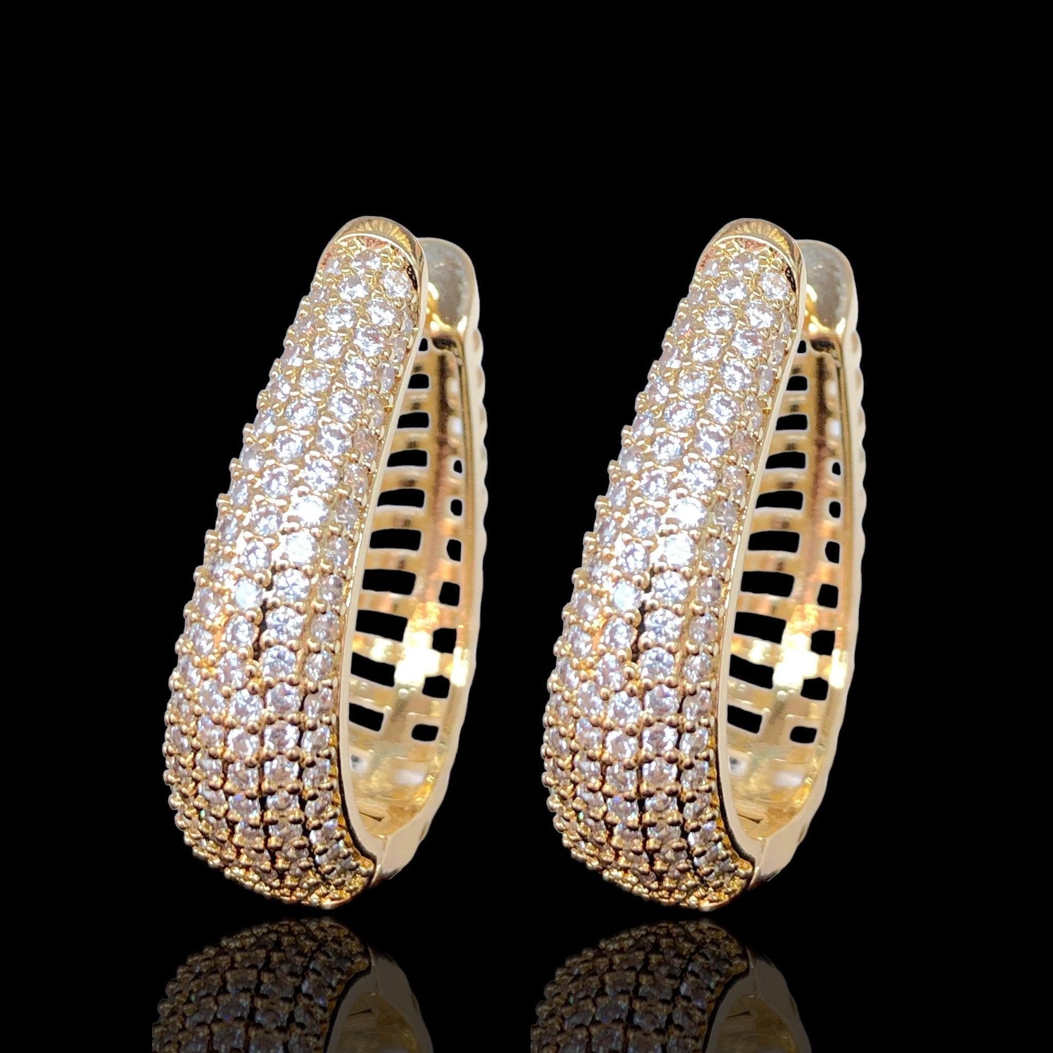 Oro Laminado Gold Filled Milano CZ Hoop Earrings