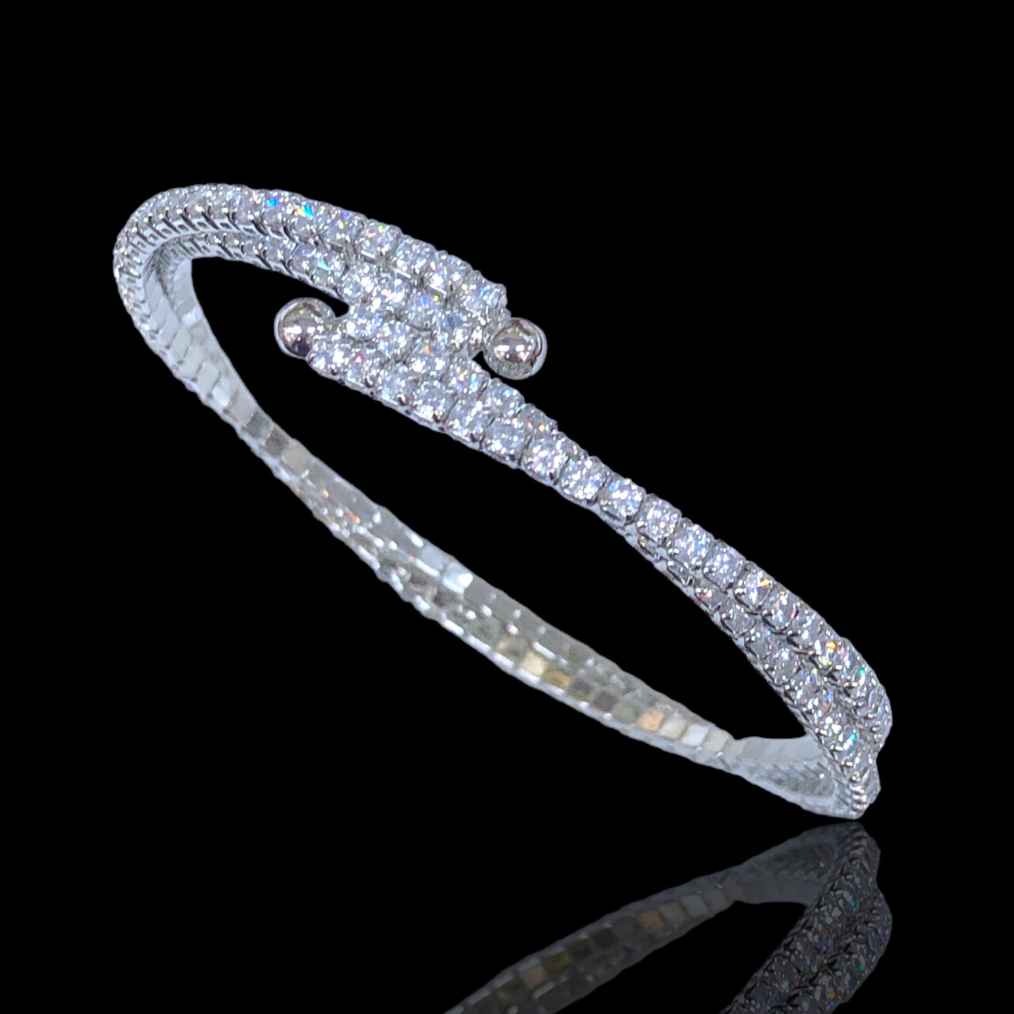 18k Gold Filled Milano Twin Spiral CZ Cuff Bracelet- kuania oro laminado
