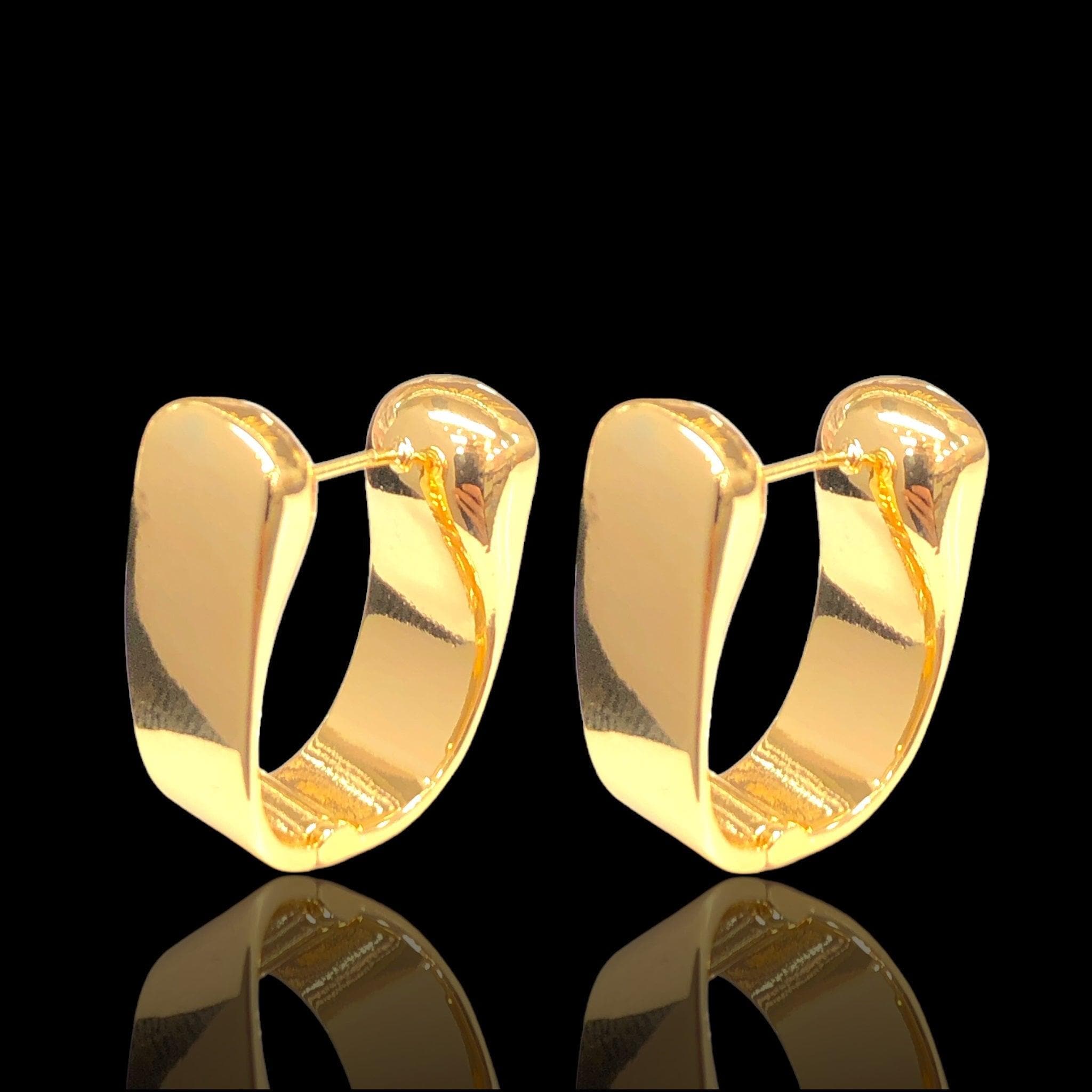Oro Laminado Gold Filled Modern Cuff Hoop Earrings