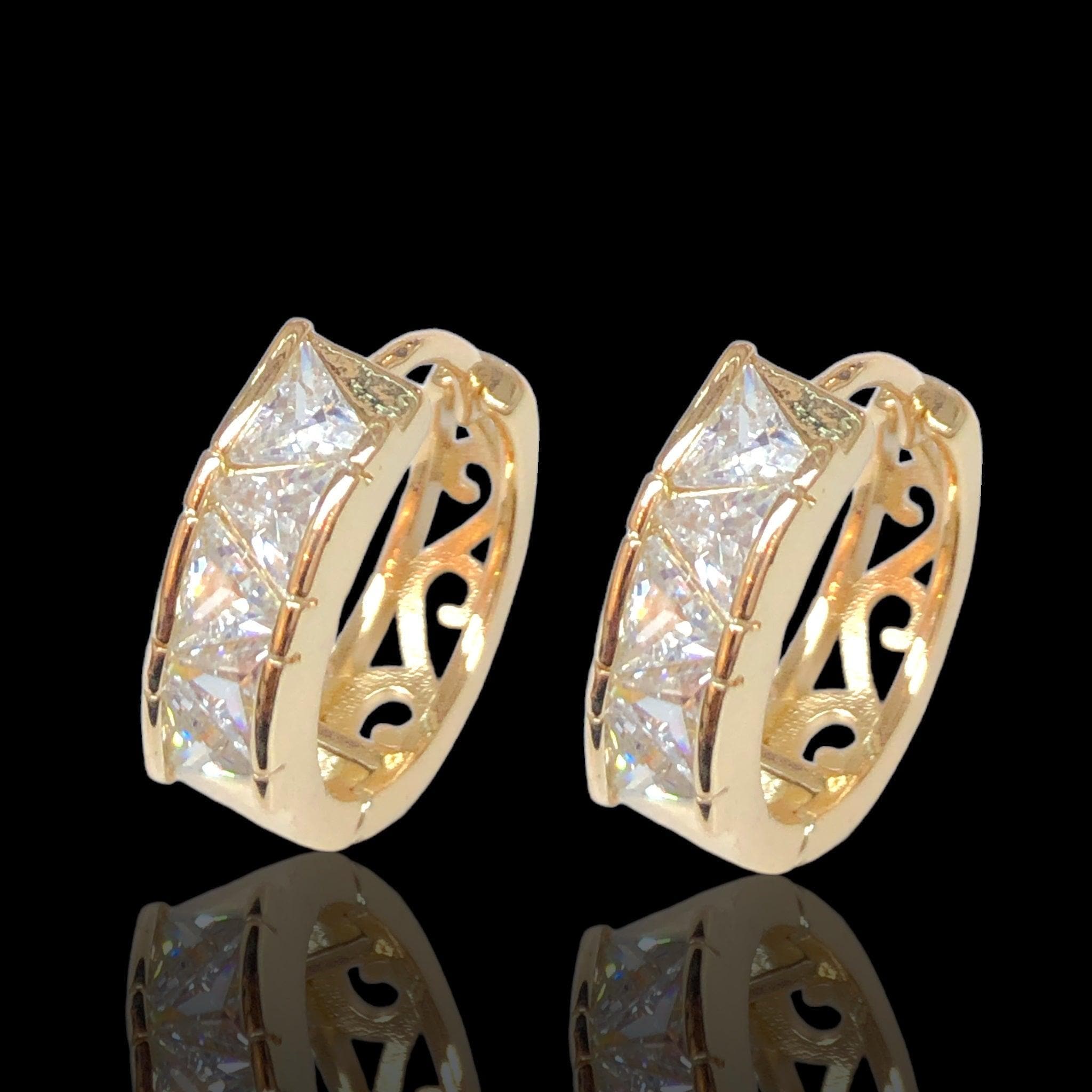 Oro Laminado Gold Filled Mykonos CZ Hoop Earrings
