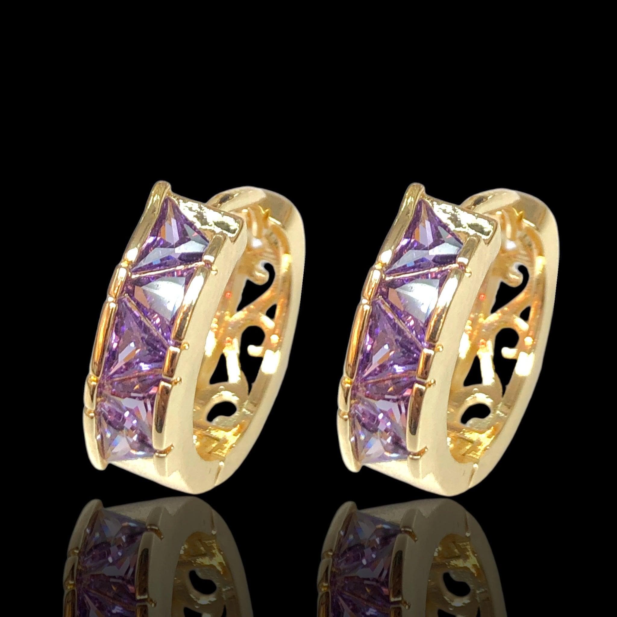 Oro Laminado Gold Filled Mykonos CZ Hoop Earrings