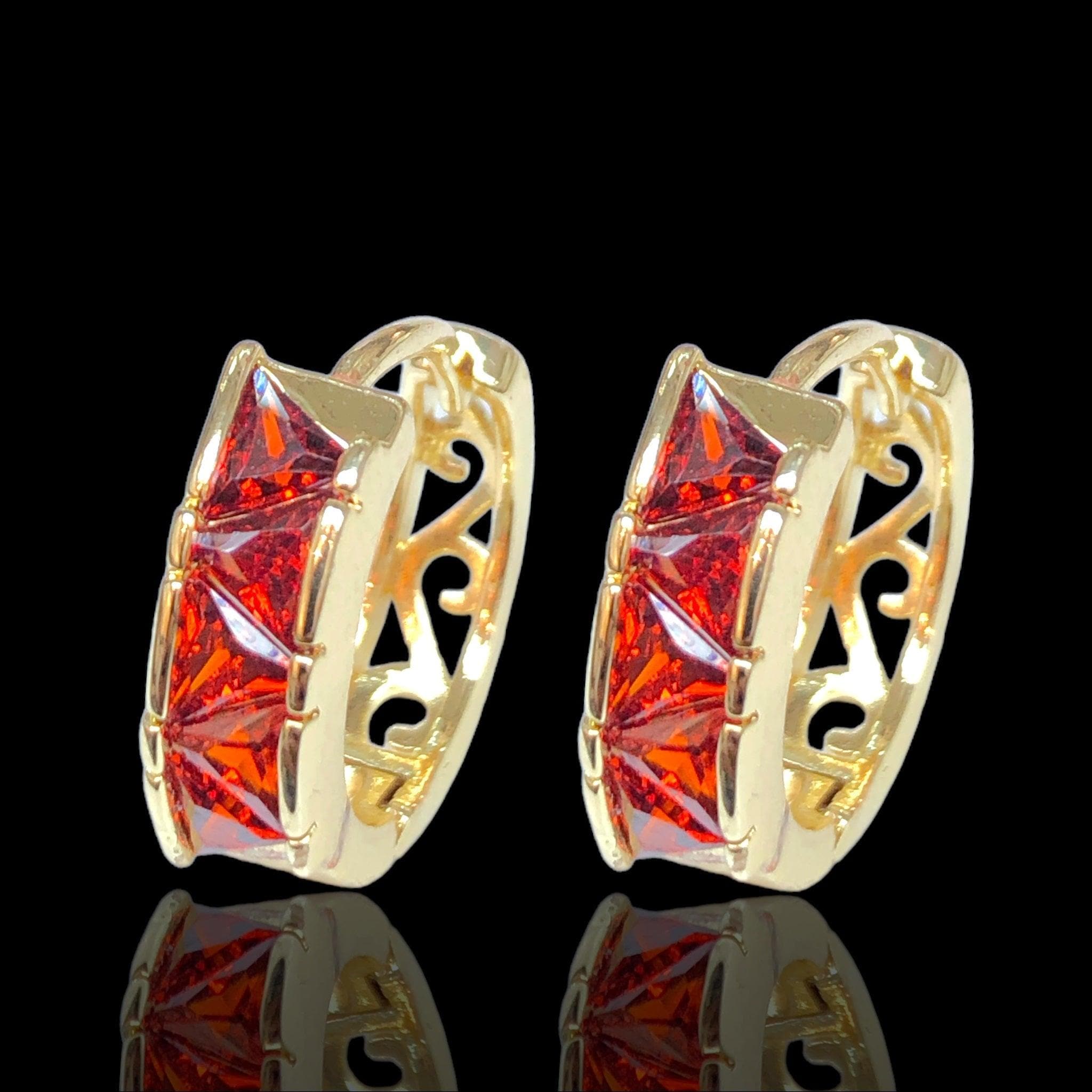 Oro Laminado Gold Filled Mykonos CZ Hoop Earrings