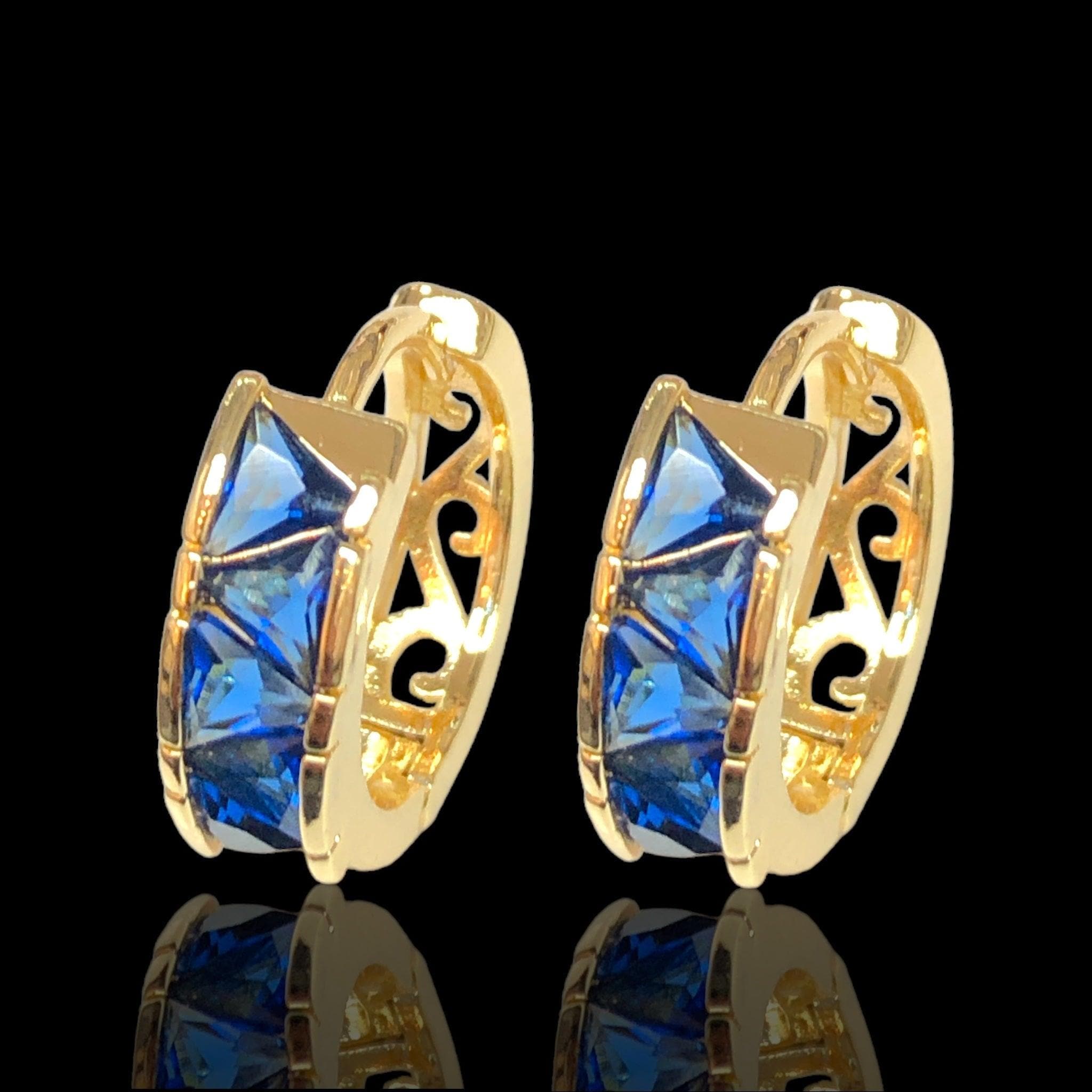 Oro Laminado Gold Filled Mykonos CZ Hoop Earrings