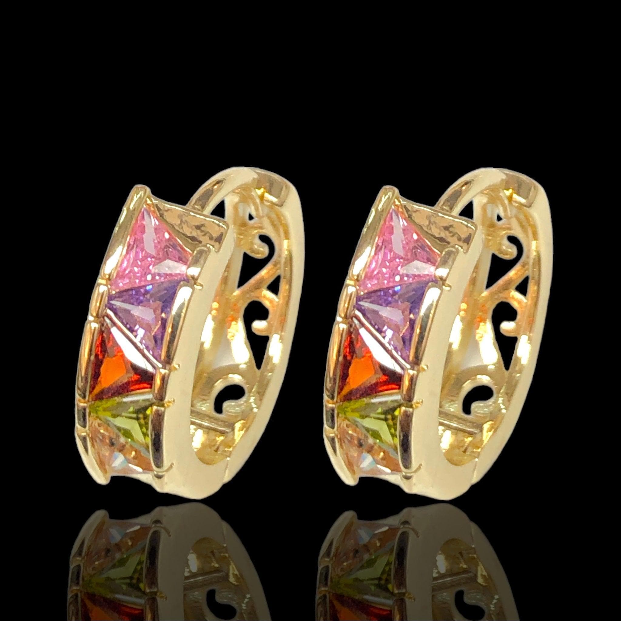 Oro Laminado Gold Filled Mykonos CZ Hoop Earrings