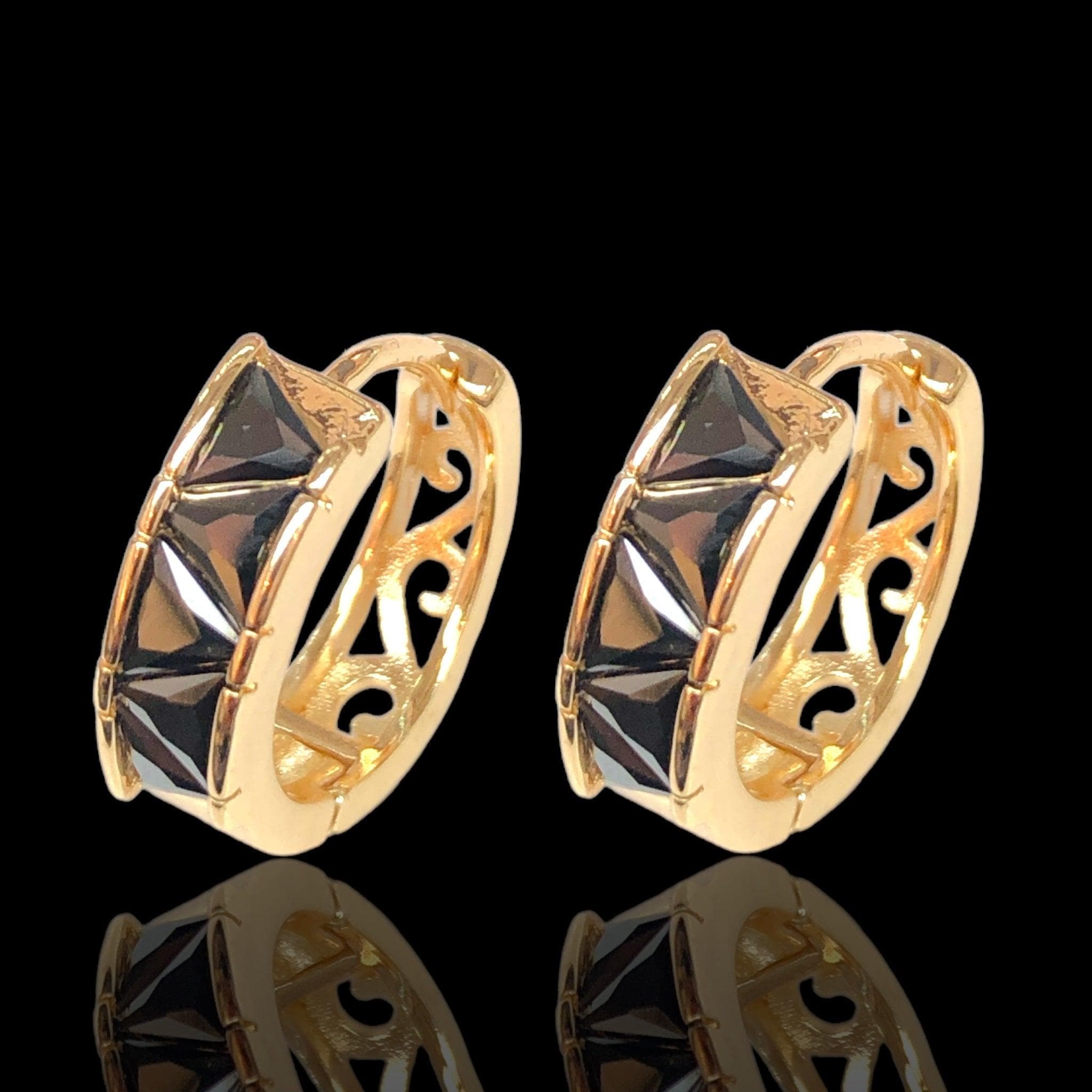 Oro Laminado Gold Filled Mykonos CZ Hoop Earrings