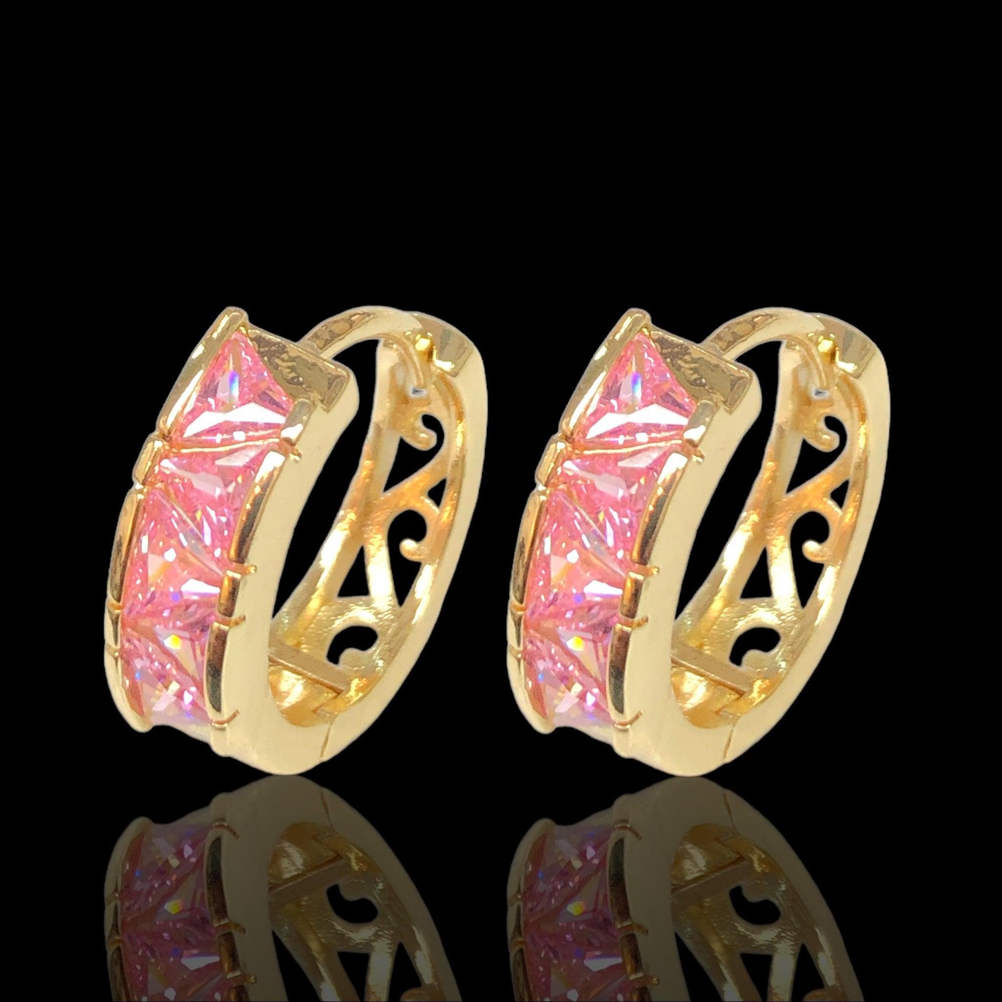 Oro Laminado Gold Filled Mykonos CZ Hoop Earrings