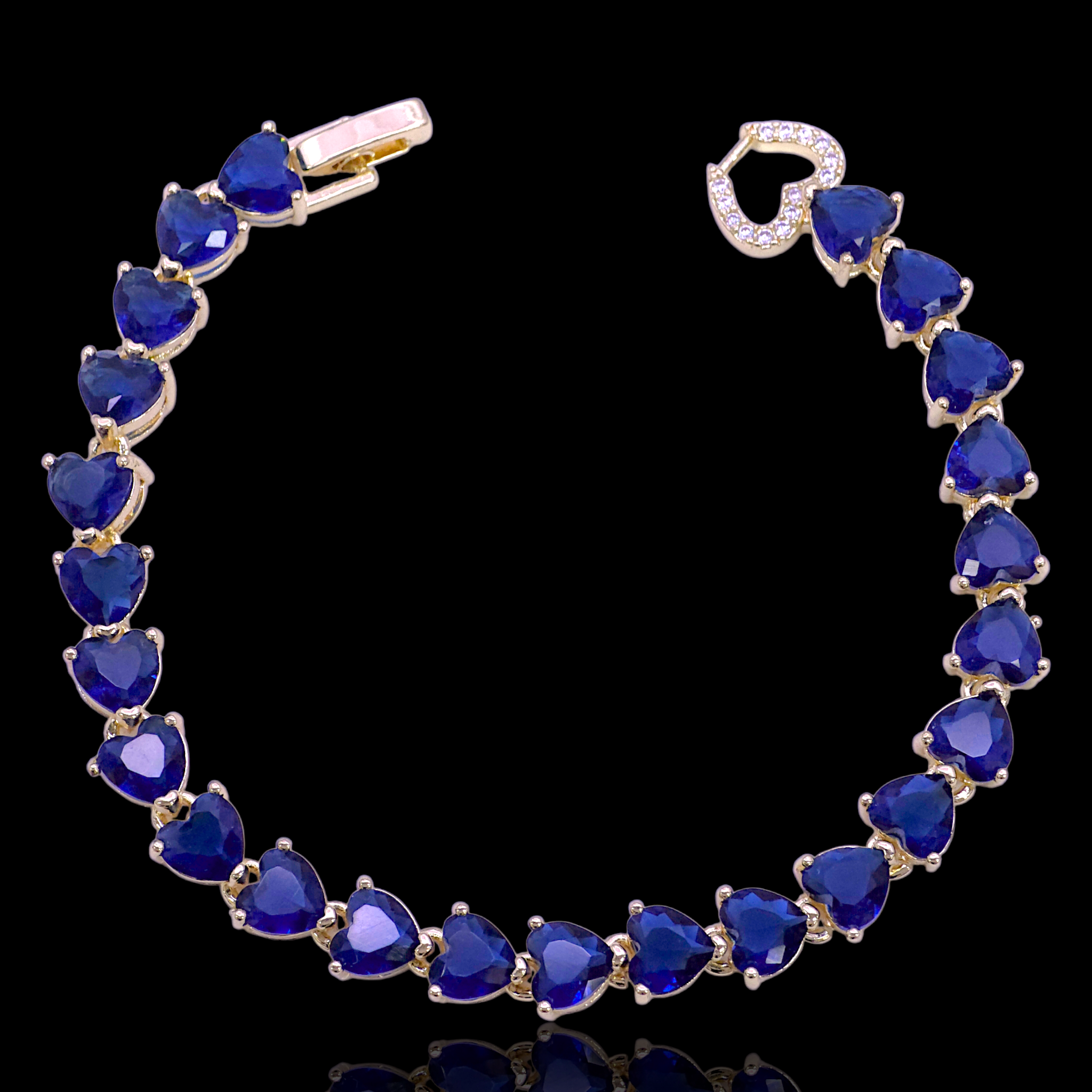 Oro Laminado Gold Filled Mystic Heart Zirconia Bracelet