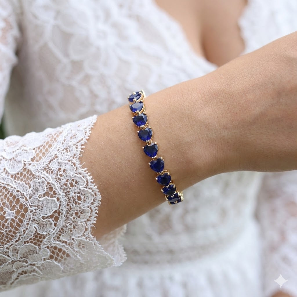 Oro Laminado Gold Filled Mystic Heart Zirconia Bracelet