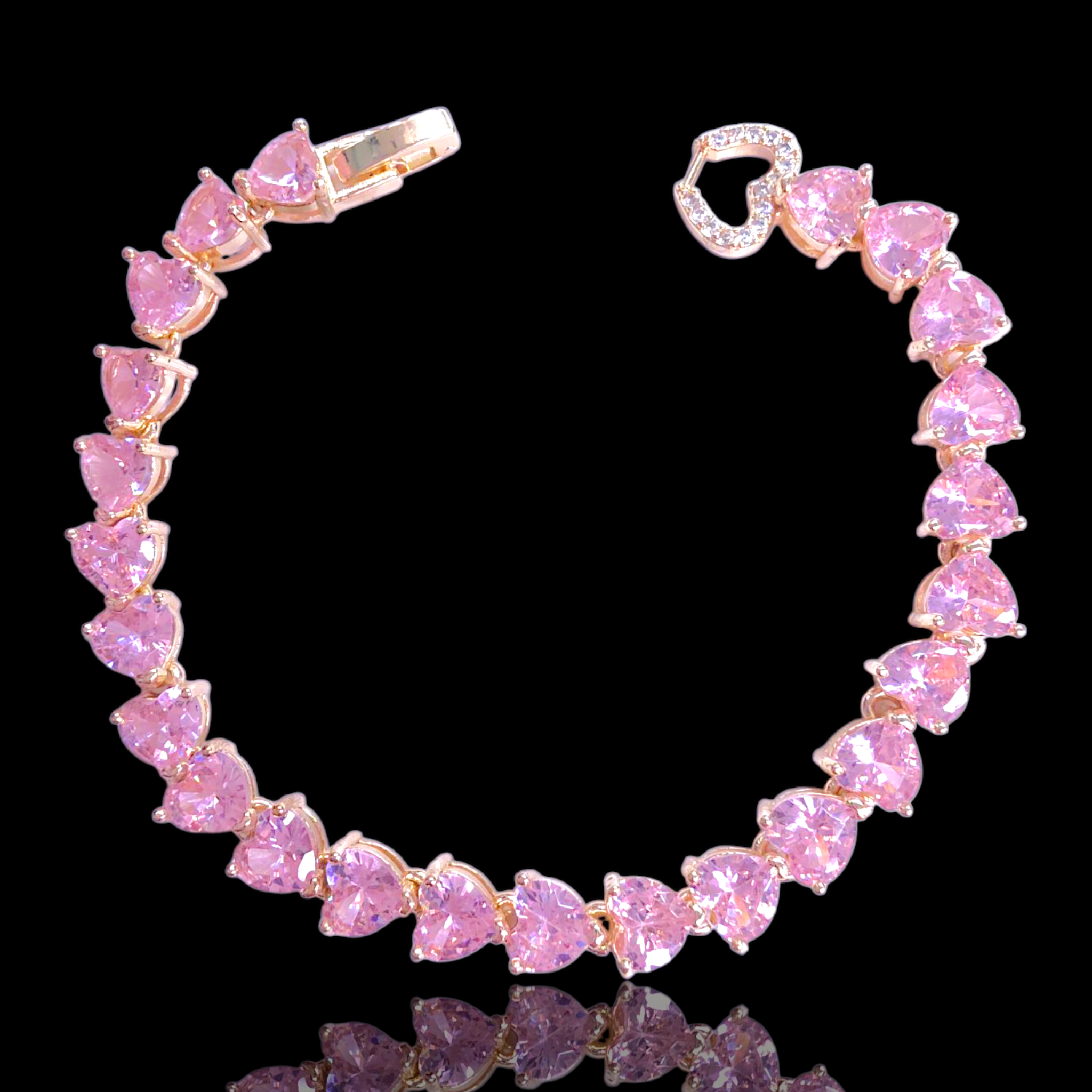 Oro Laminado Gold Filled Mystic Heart Zirconia Bracelet