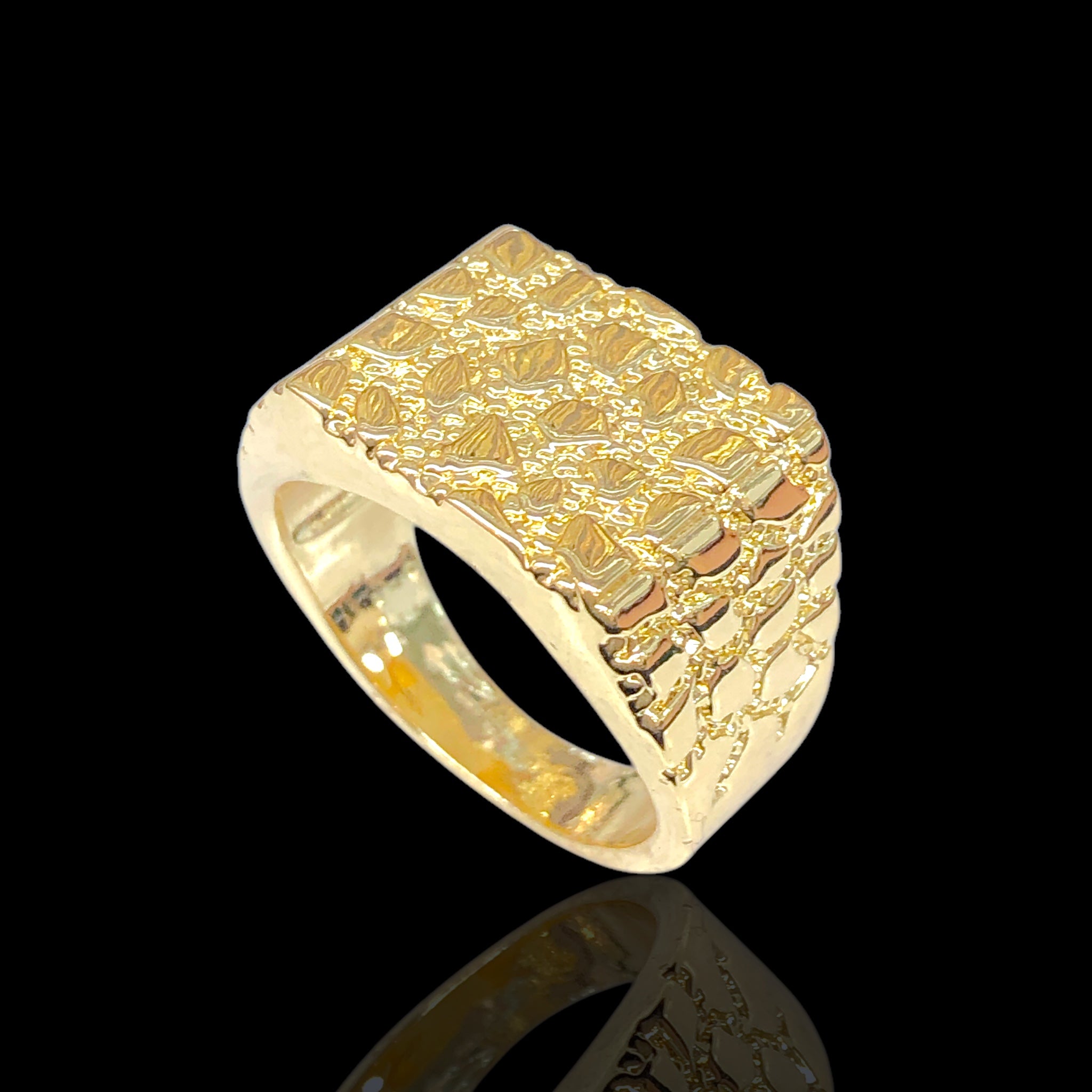 Oro Laminado Gold Filled Napoleon Men's Royal Nugget Ring