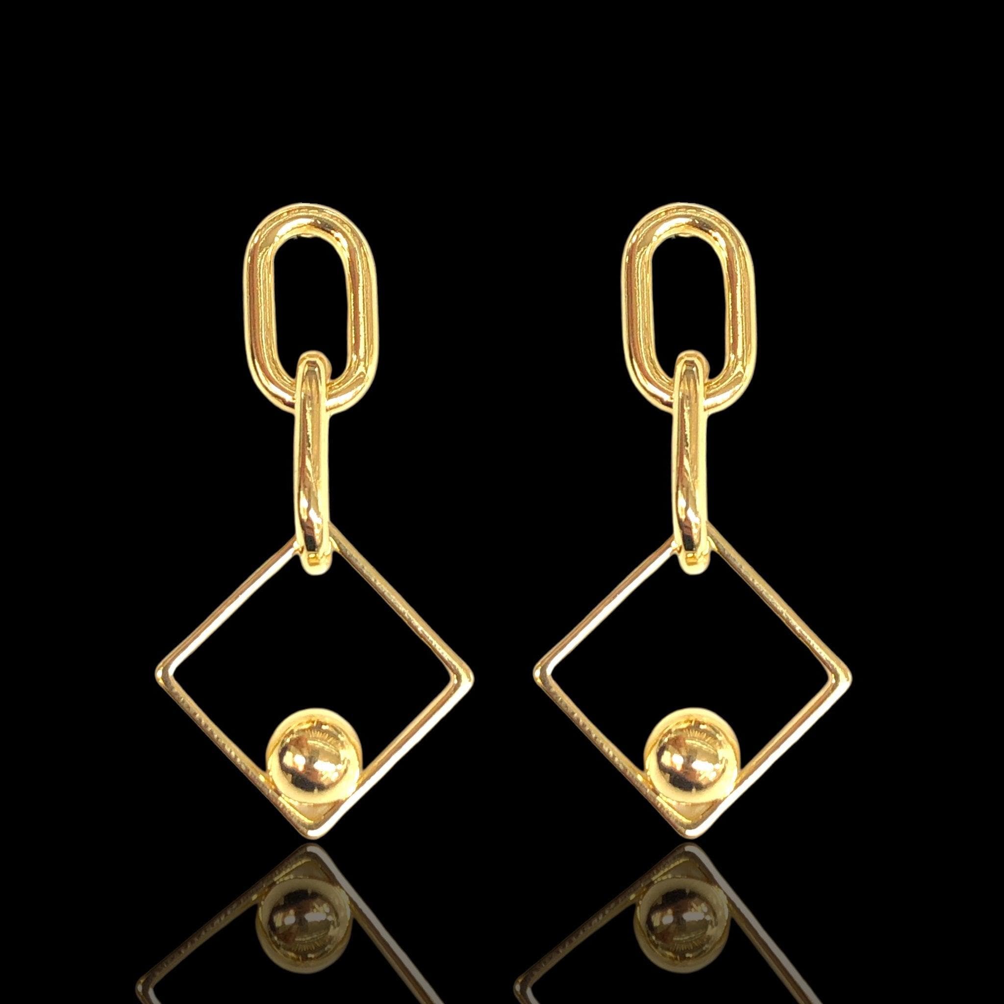 Oro Laminado Gold Filled Normandy Chain Dangle Earrings