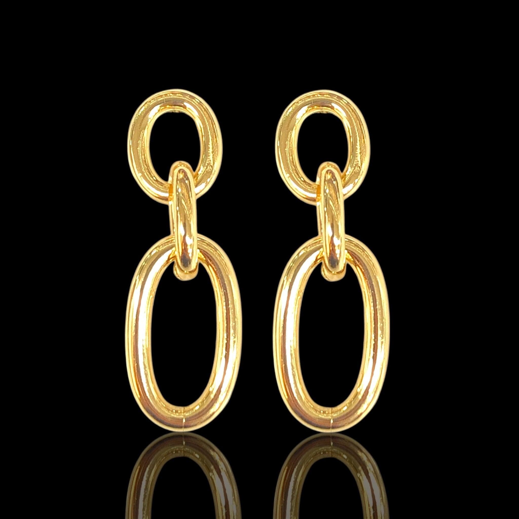 Oro Laminado Gold Filled Normandy Chain Dangle Earrings