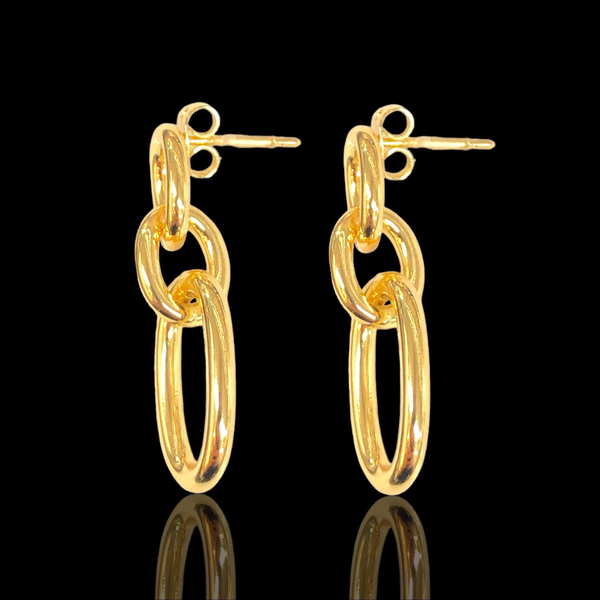 Oro Laminado Gold Filled Normandy Chain Dangle Earrings