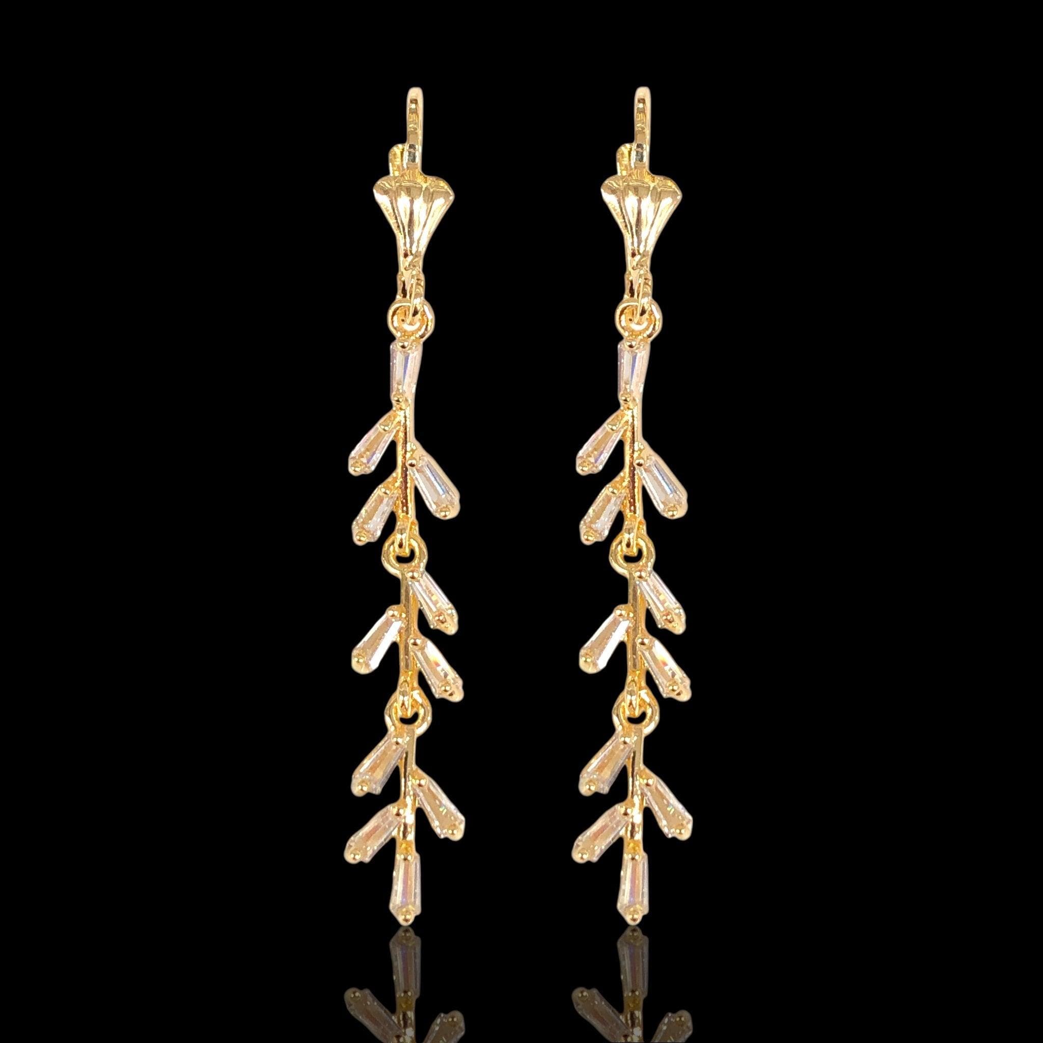 Oro Laminado Gold Filled Norway Frozen CZ Dangle Earrings
