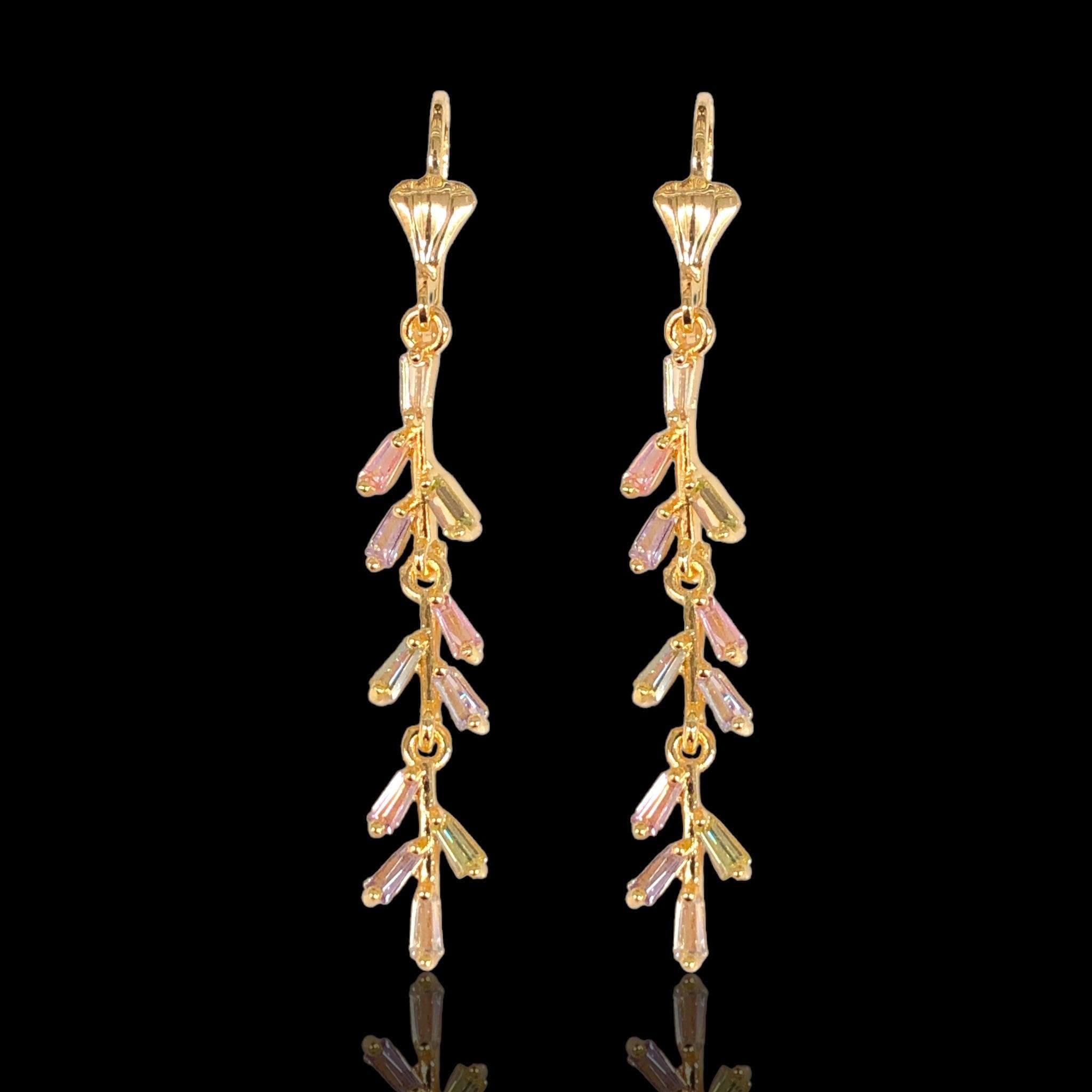 Oro Laminado Gold Filled Norway Frozen CZ Dangle Earrings