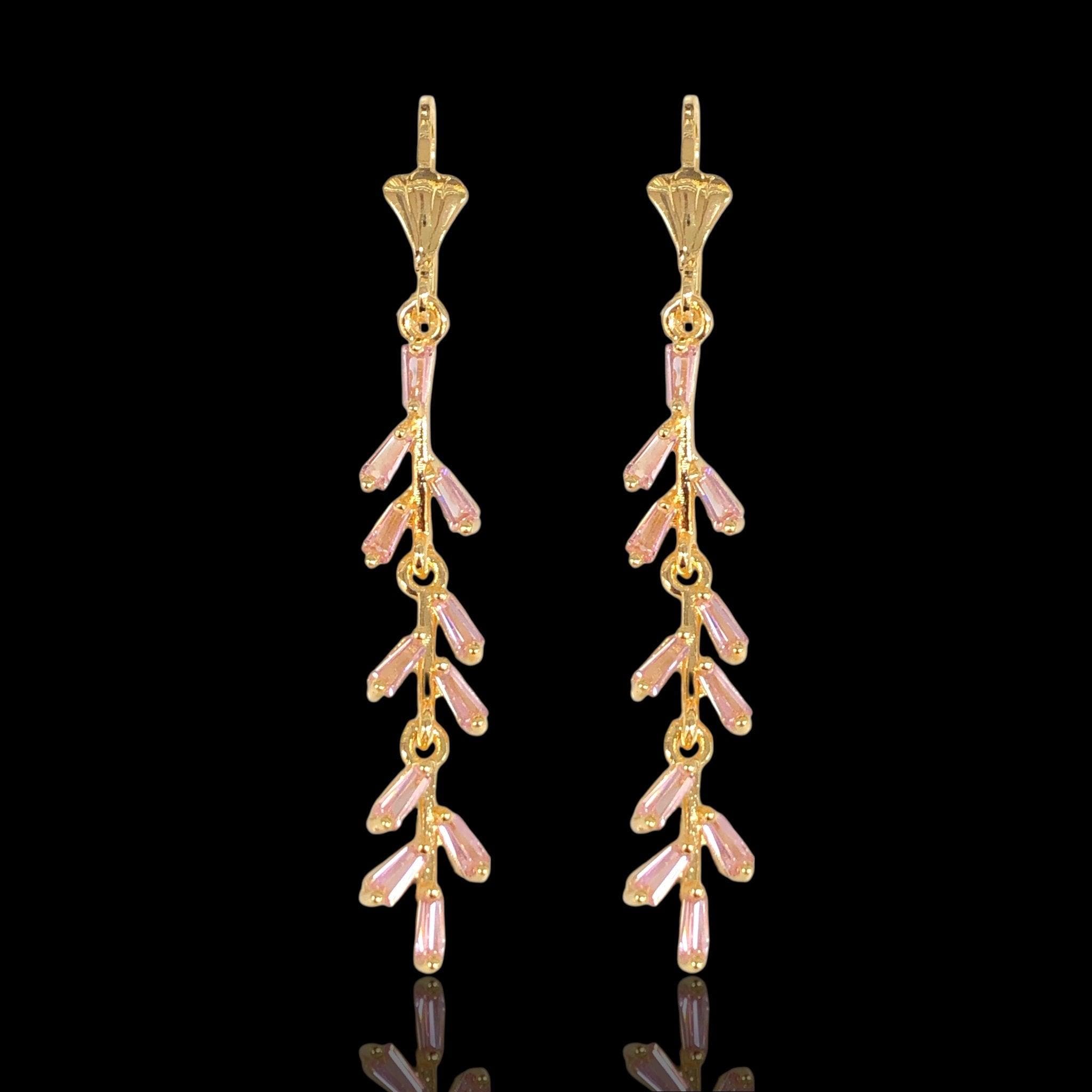 Oro Laminado Gold Filled Norway Frozen CZ Dangle Earrings