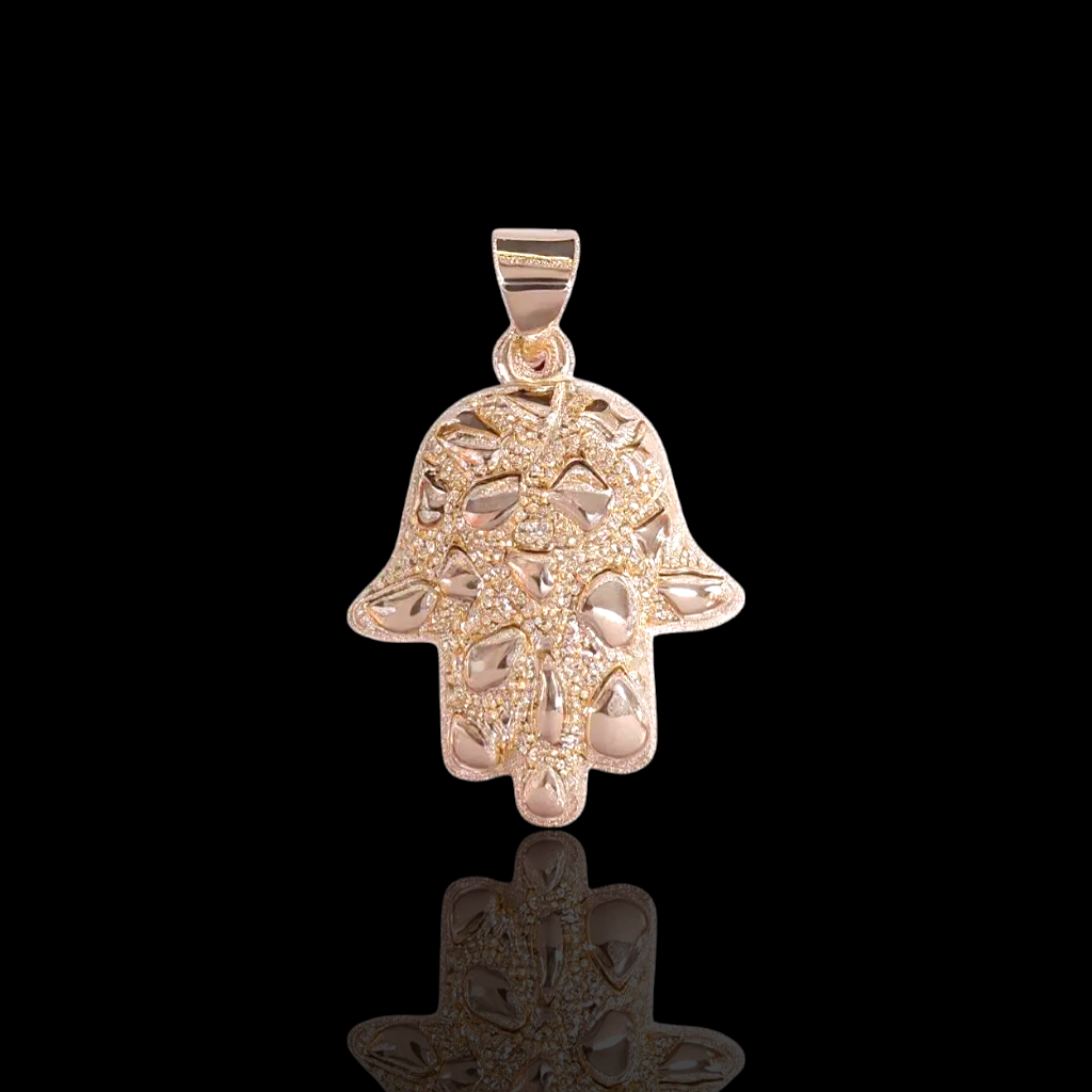 Oro Laminado Gold Filled Nugget Arabian Hamsa Pendant
