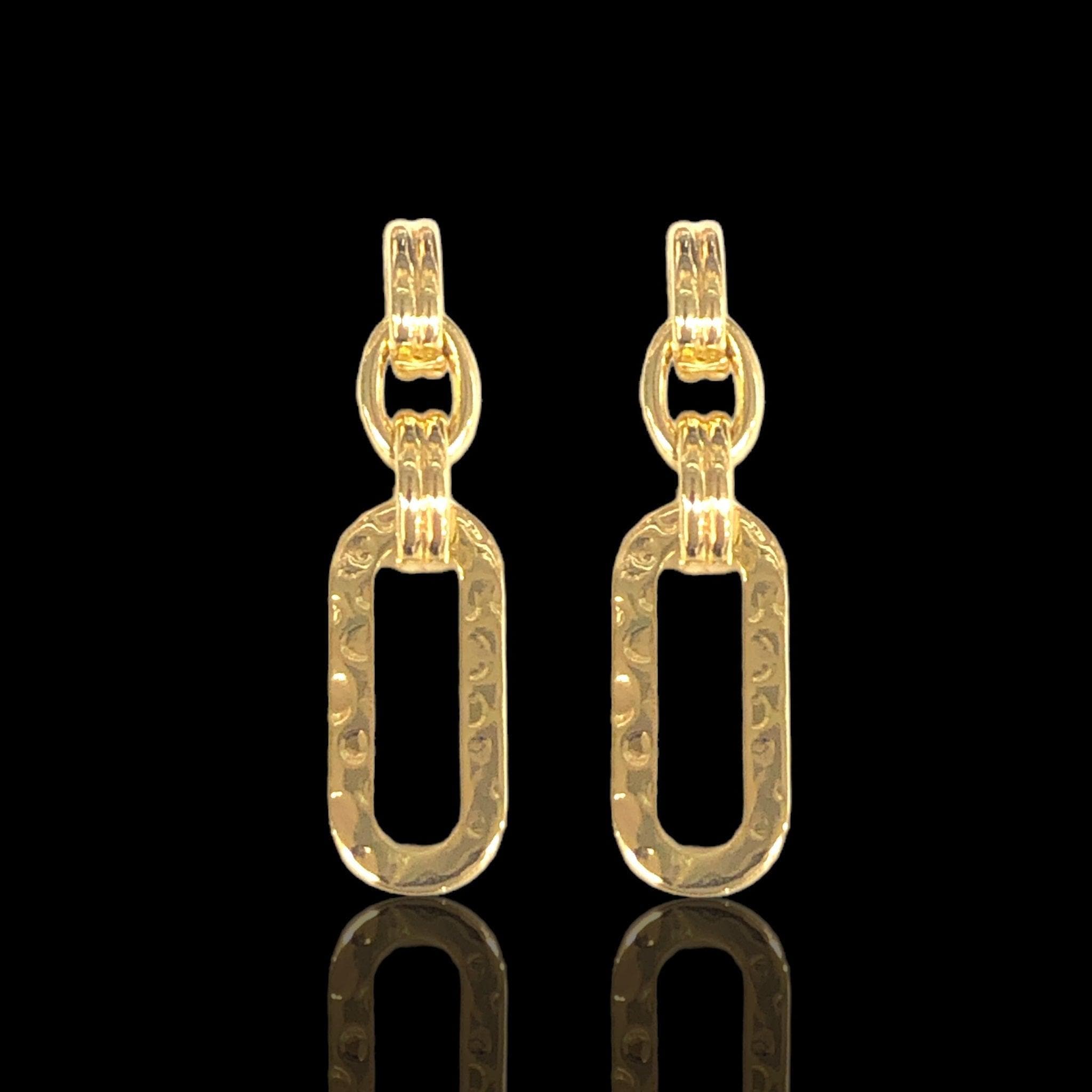 Oro Laminado Gold Filled Nugget Bar Dangle Earrings