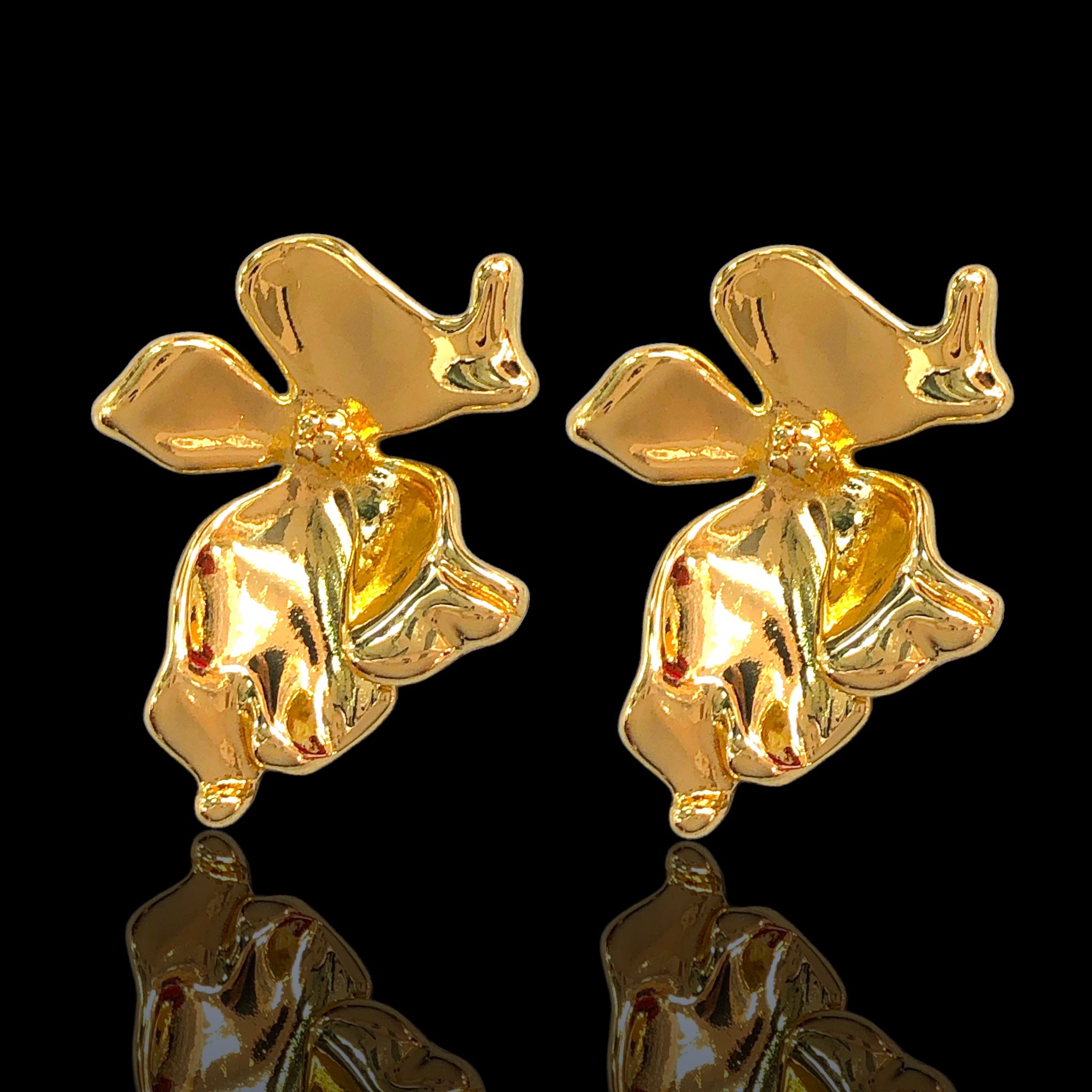 Oro Laminado Gold Filled Orchid Grace Stud Earrings