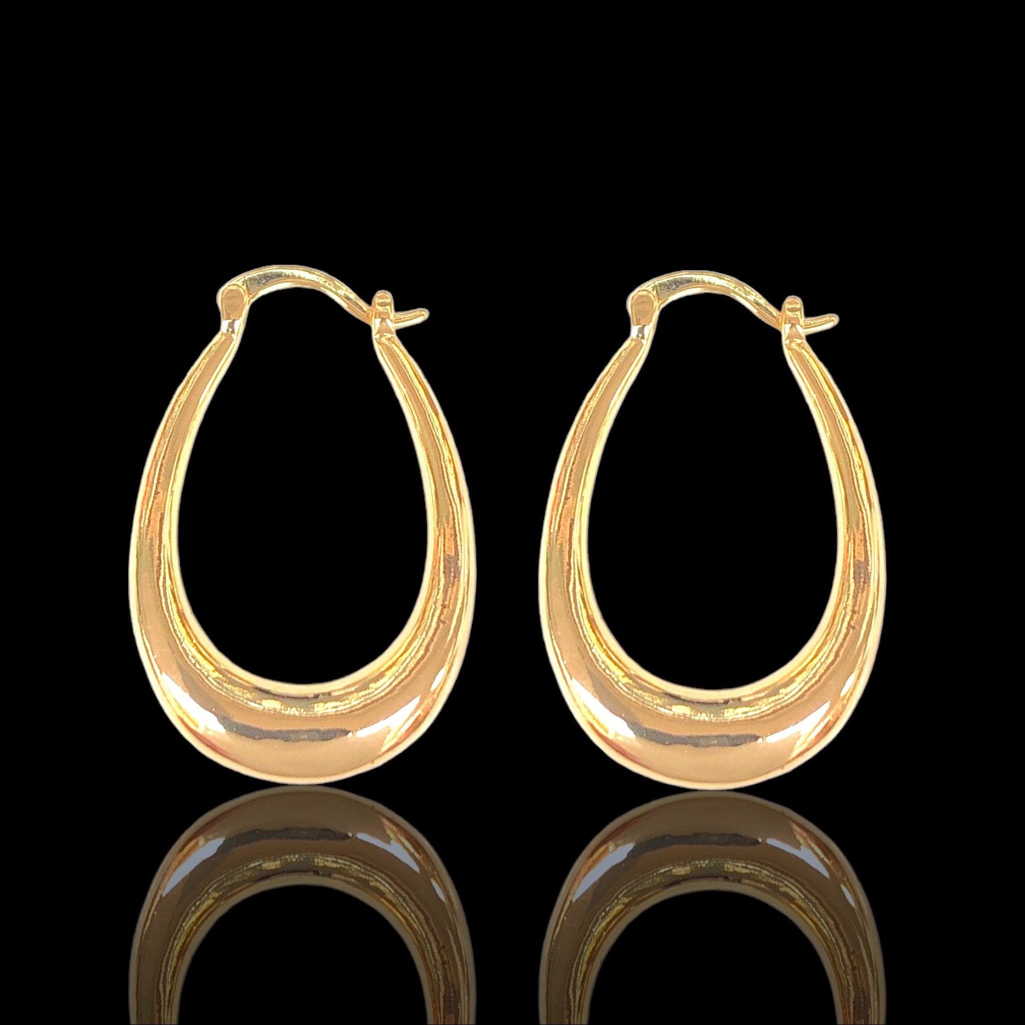 Oro Laminado Gold Filled Oval Puff Hoop Earrings