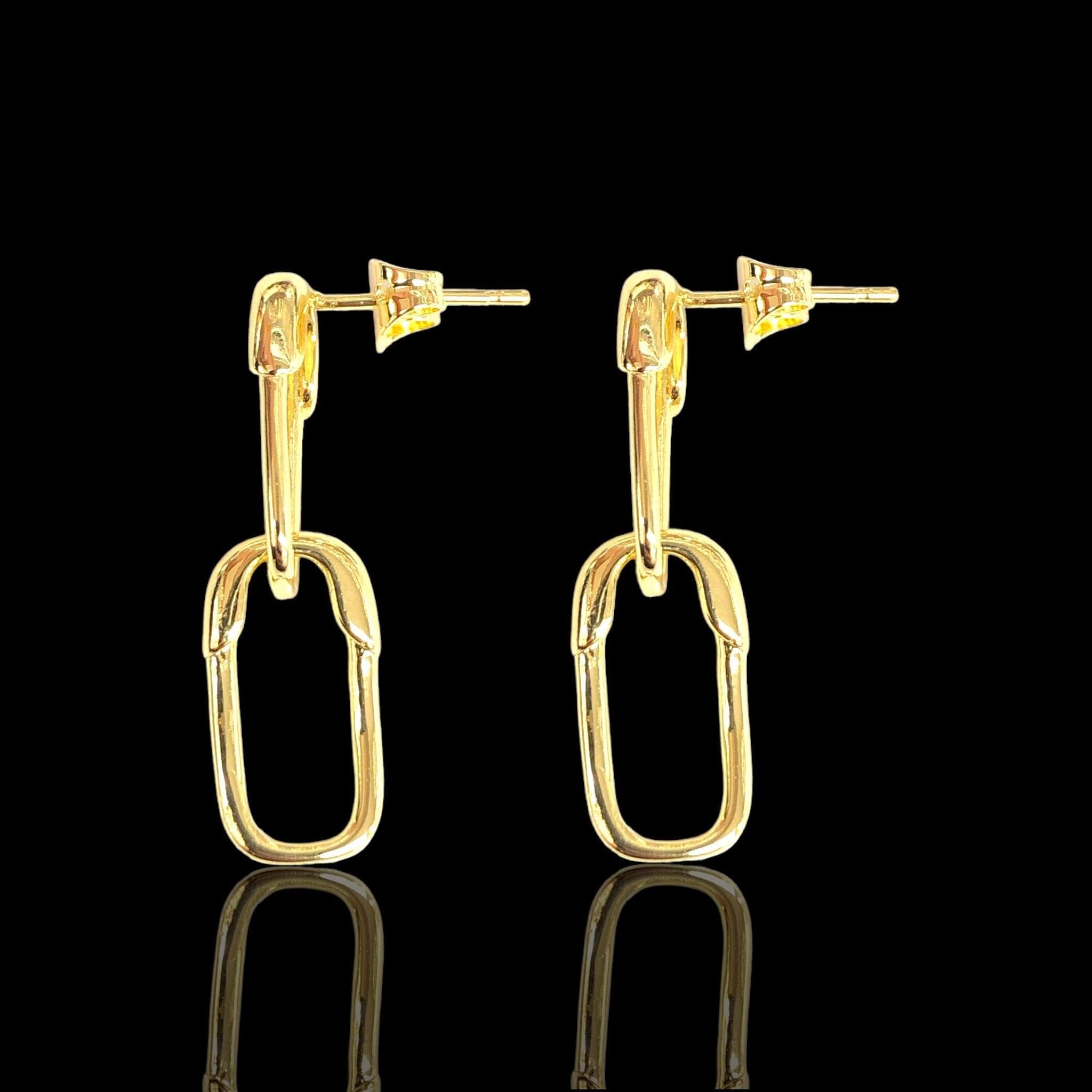Oro Laminado Gold Filled Paperclip Dangle Earrings