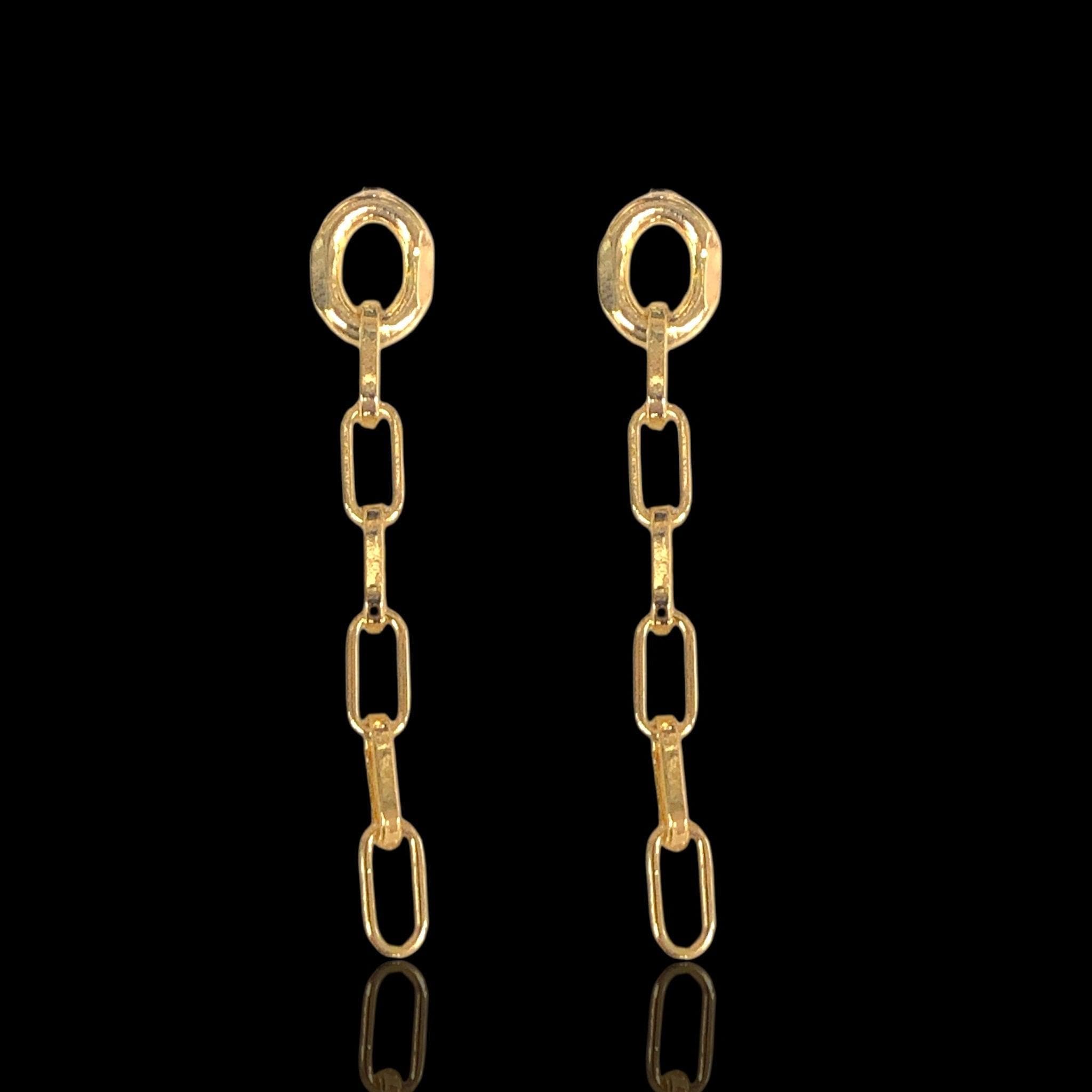 Oro Laminado Gold Filled Paperclip Link Dangle Earrings