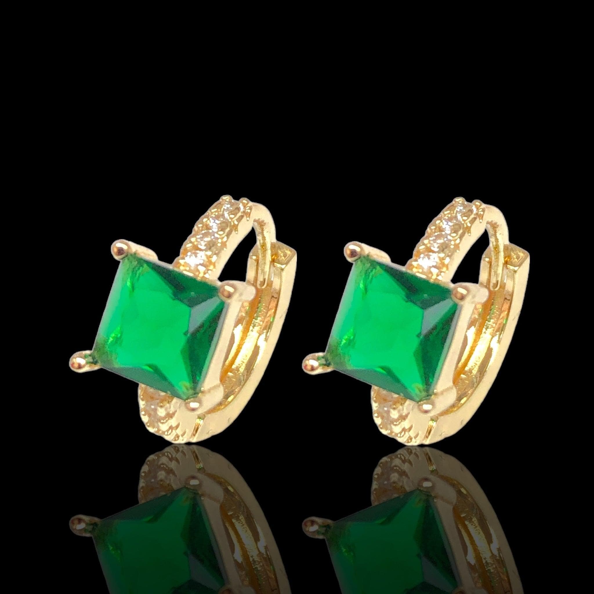 Oro Laminado Gold Filled Paris Baguette CZ Hoop Earrings