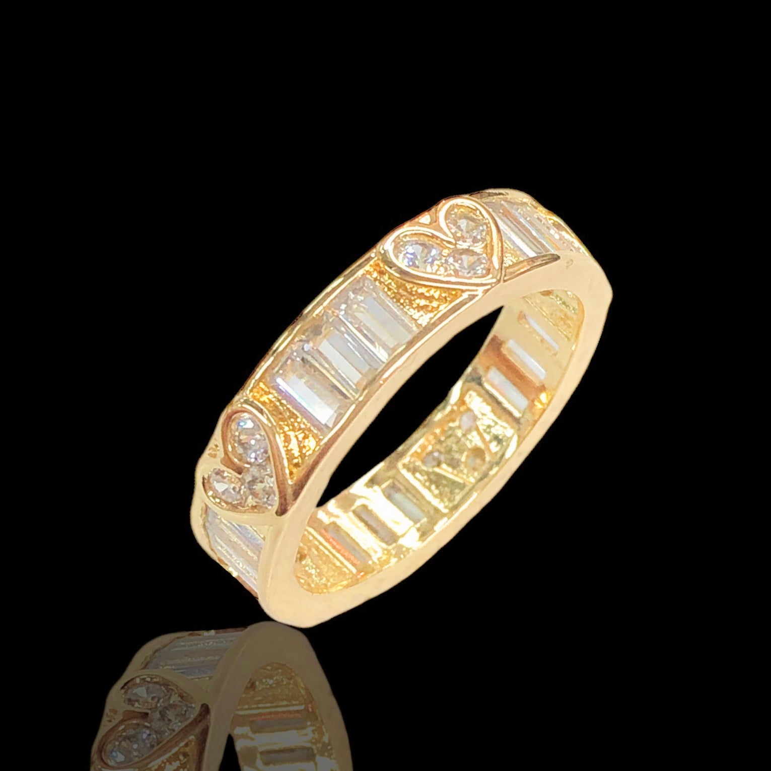 Oro Laminado Gold Filled Parisian Amor Heart CZ Ring