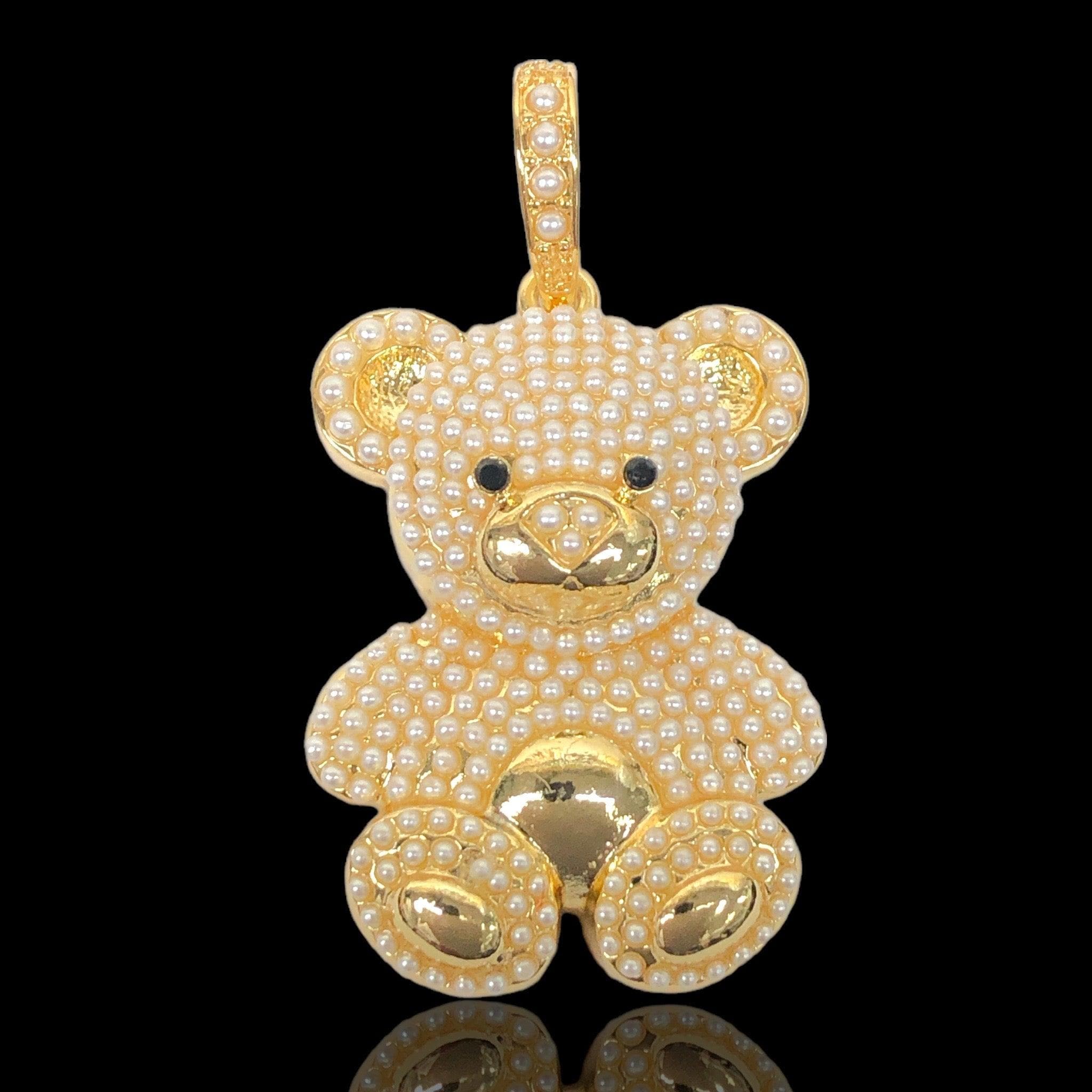 Oro Laminado Gold Filled Pearly Teddy Bear Pendant