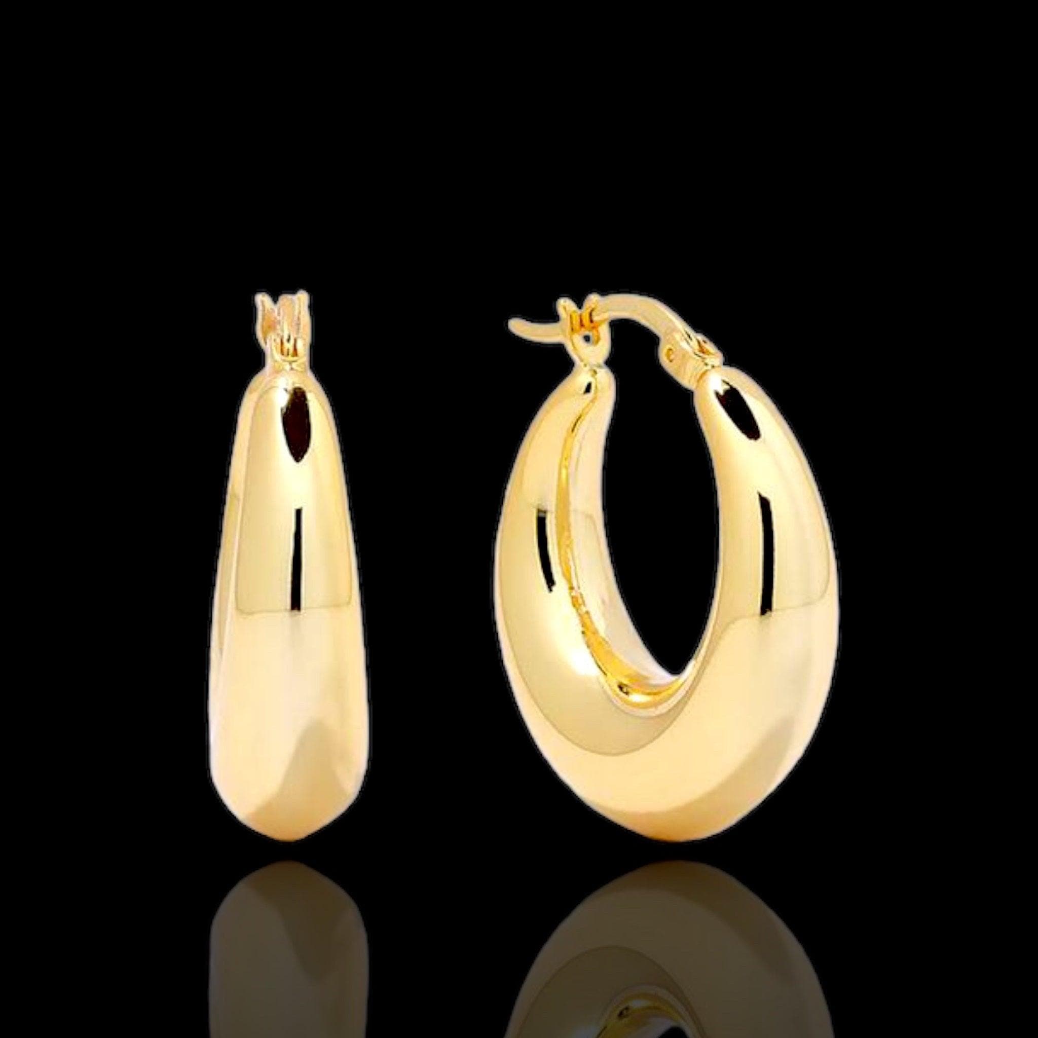 Oro Laminado Gold Filled Polished Round Puff Hoop Earrings