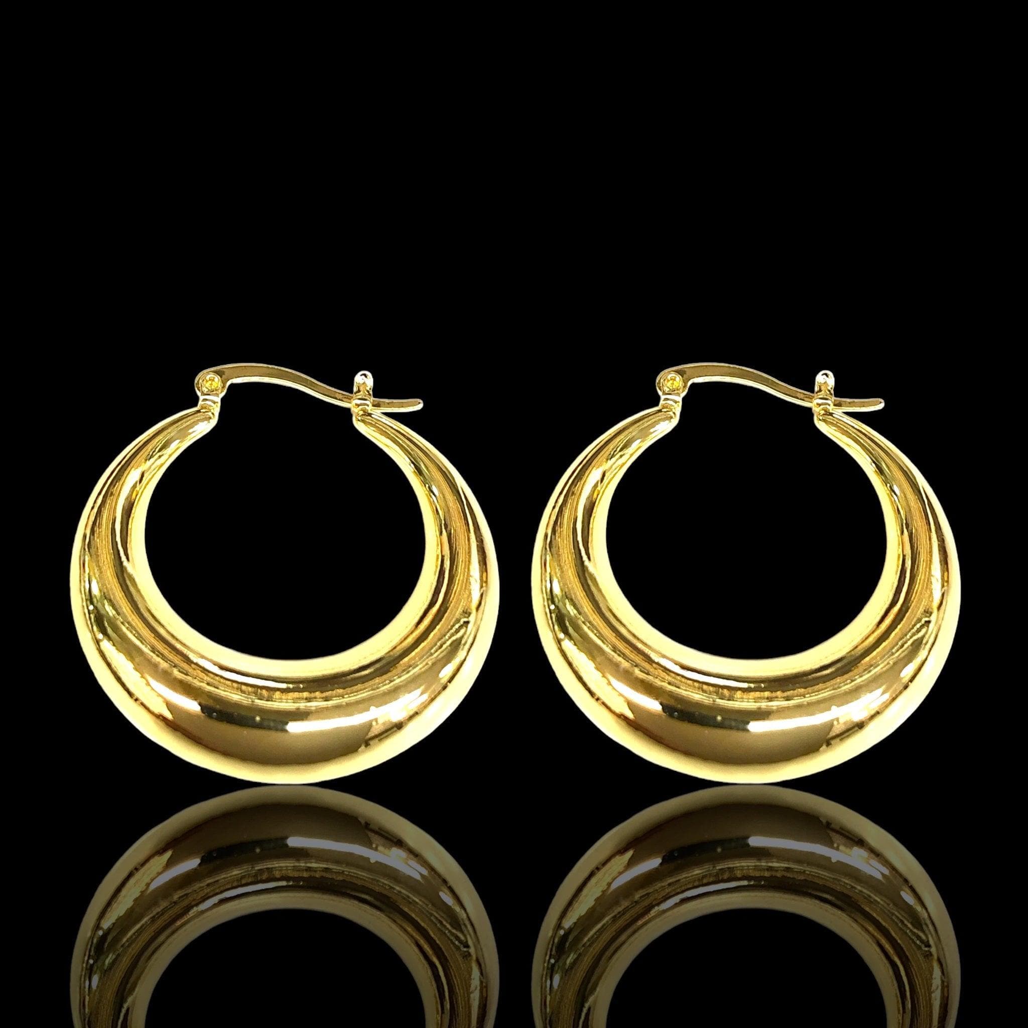 Oro Laminado Gold Filled Puff Victoria Hoop Earrings