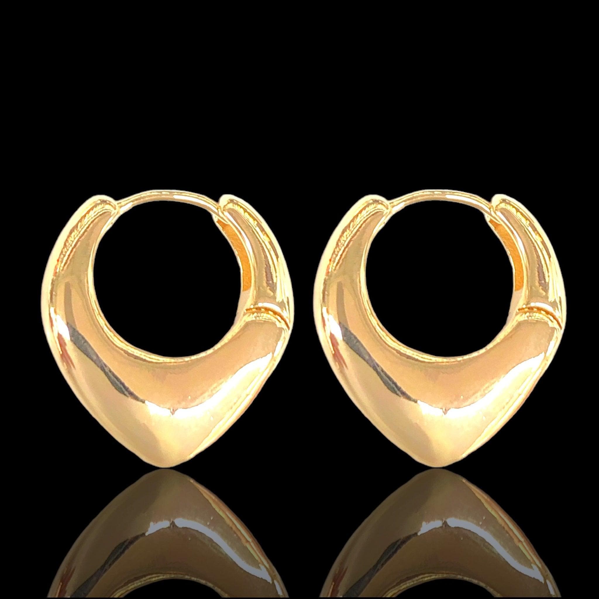 Oro Laminado Gold Filled Puffy Heart Hoop Earrings