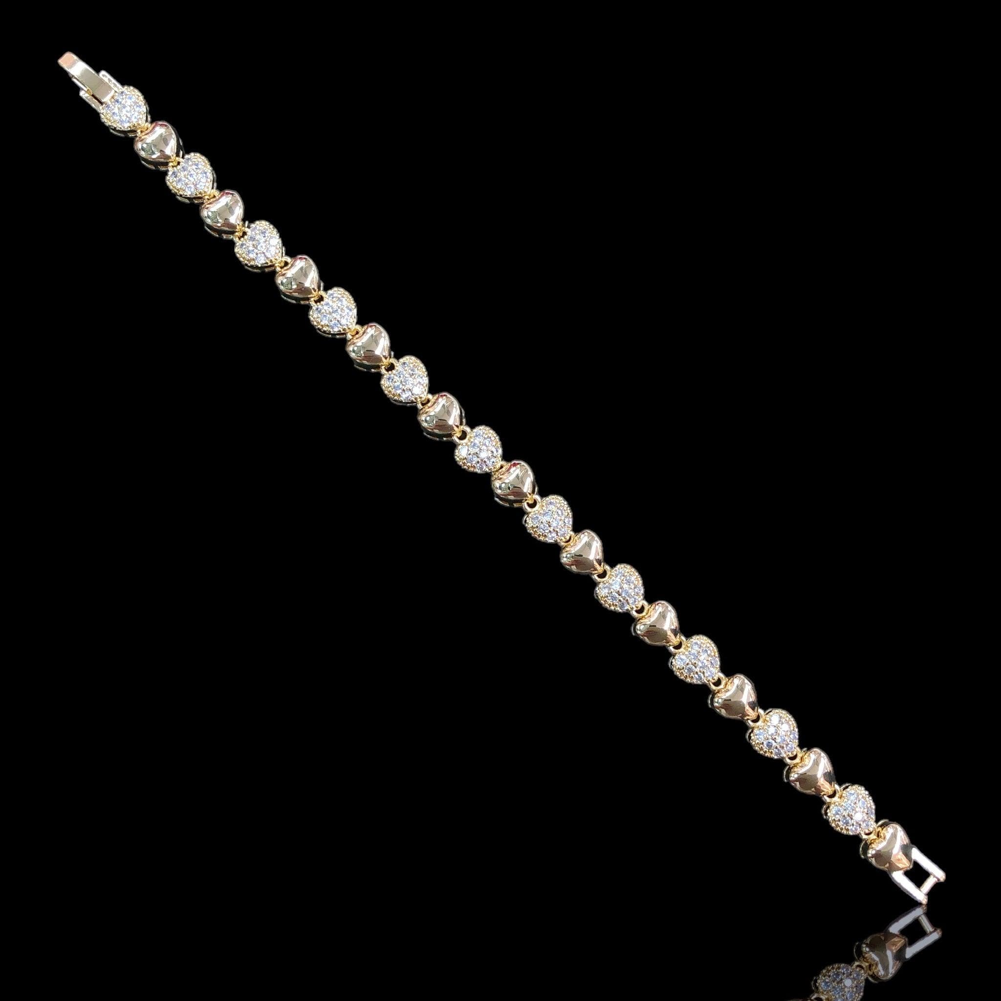 18k Gold Filled Pure Heart CZ Bracelet- KUANIA ORO LAMINADO