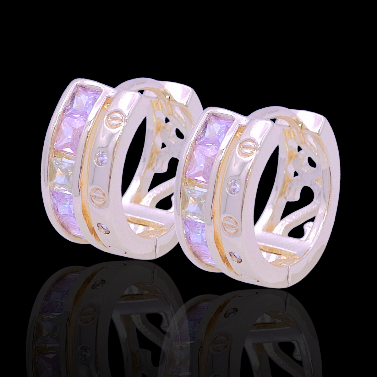 Oro Laminado Gold Filled Pure Princess Zirconia Earrings