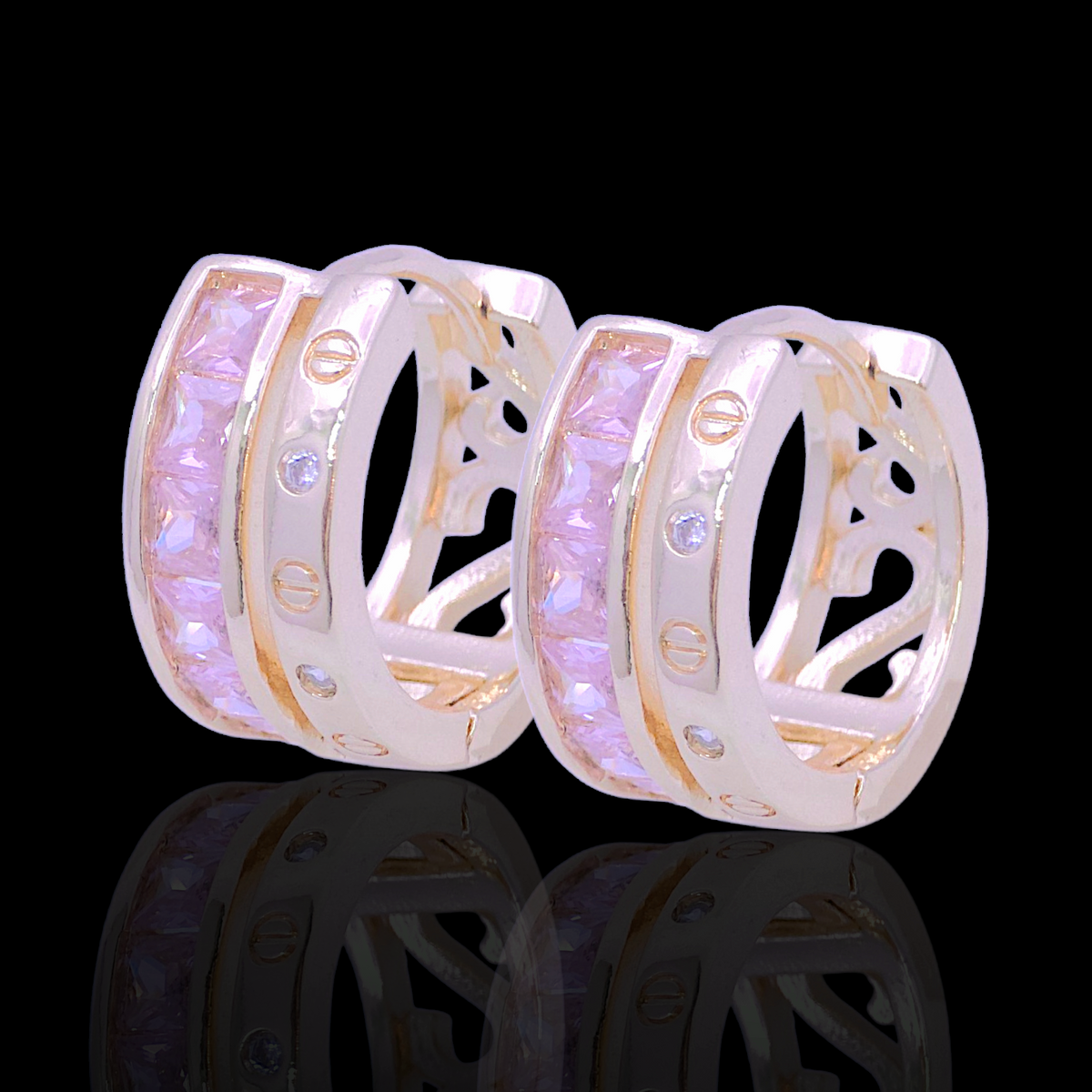 Oro Laminado Gold Filled Pure Princess Zirconia Earrings