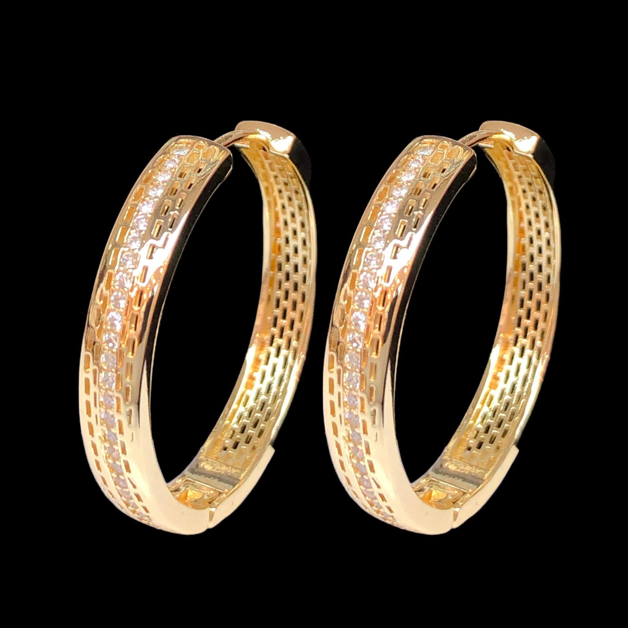 Oro Laminado Gold Filled Rimini CZ Hoop Earrings