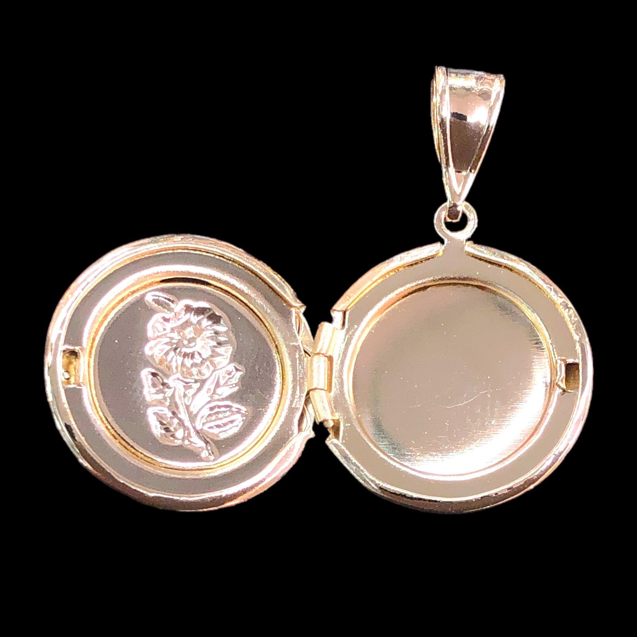 18K Gold-Filled Rose Locket Pendant - Kuania Oro Laminado